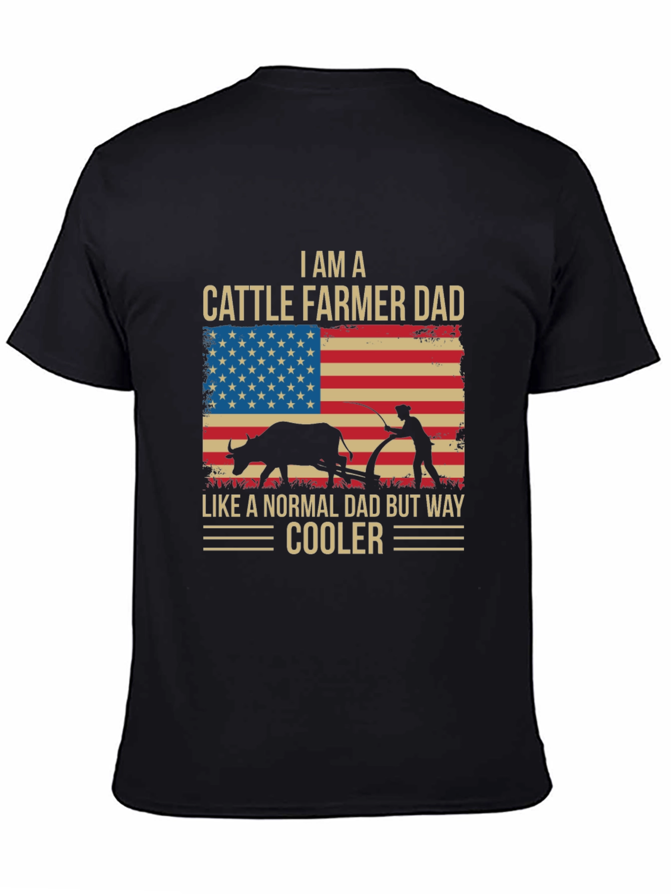 Cattle Farmer Dad T-Shirt - American Flag Design