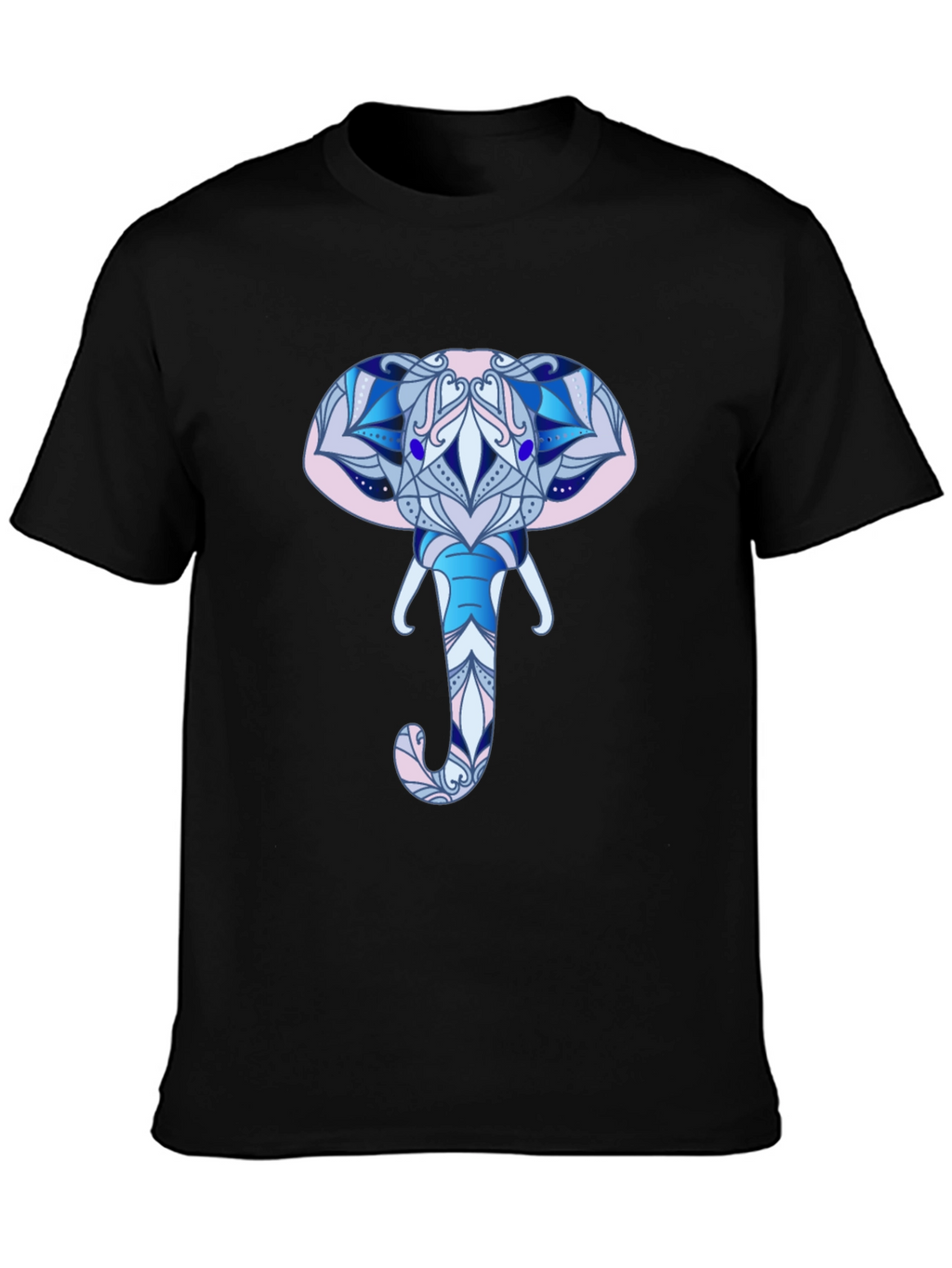 Elephant Mandala Graphic T-Shirt - Black