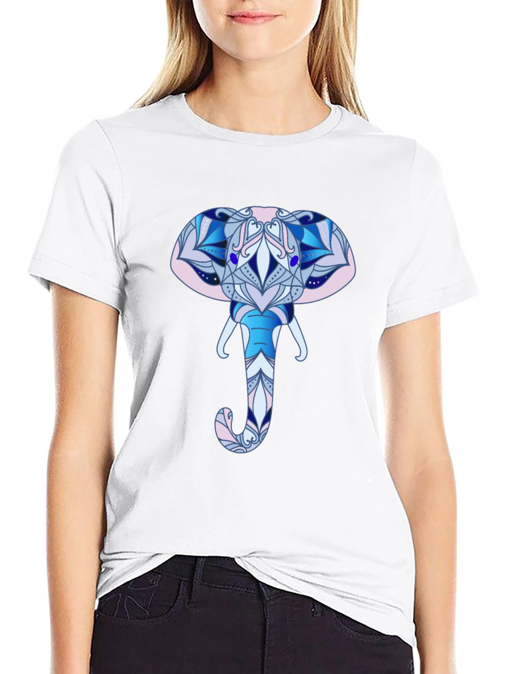 Elephant Mandala Graphic T-Shirt - Black