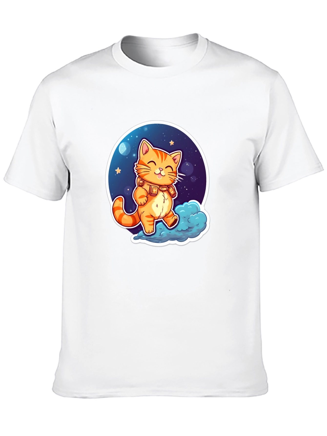 Cosmic Cat T-Shirt - Adorable Cartoon Design