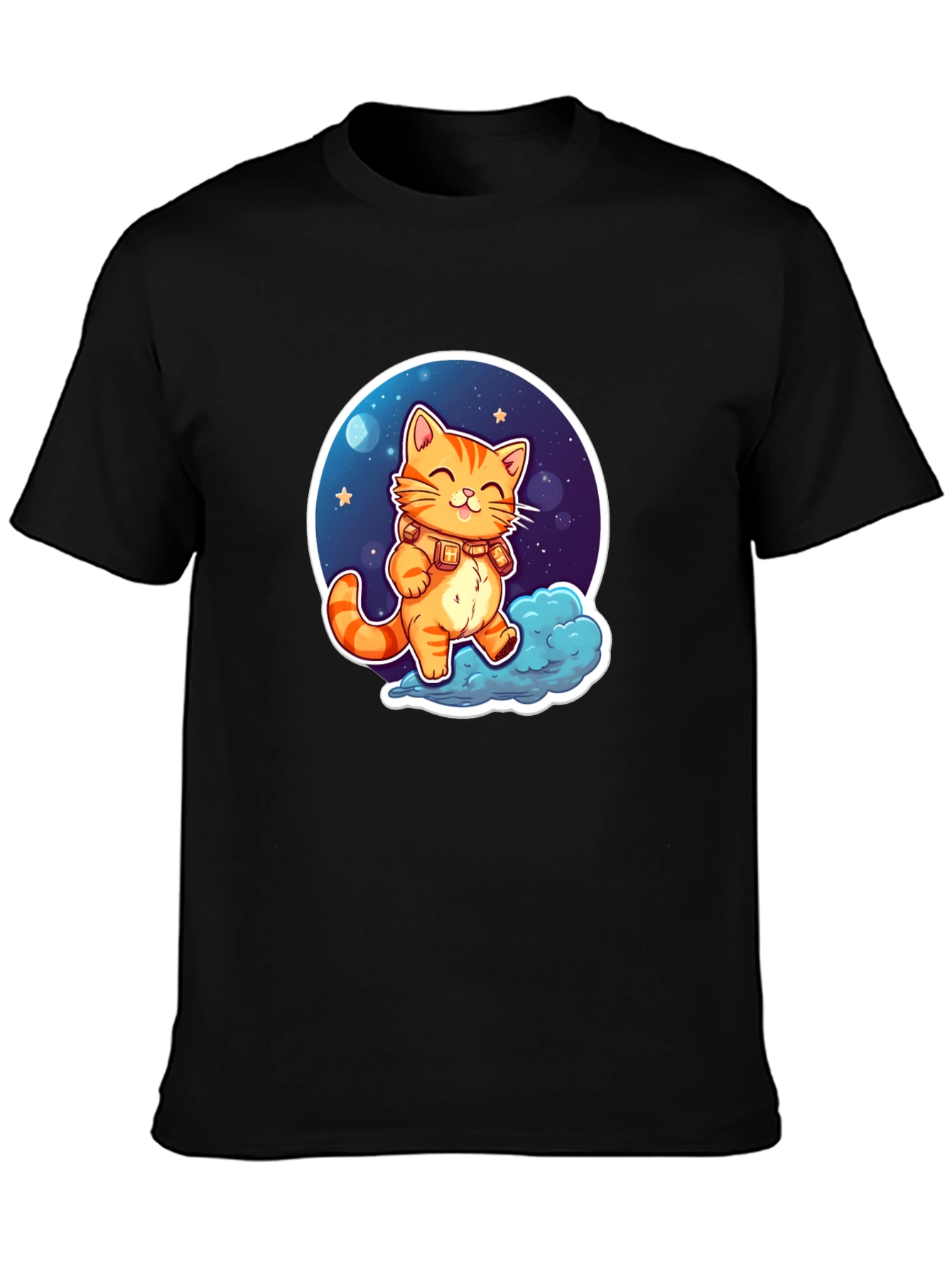 Cosmic Cat T-Shirt - Adorable Cartoon Design