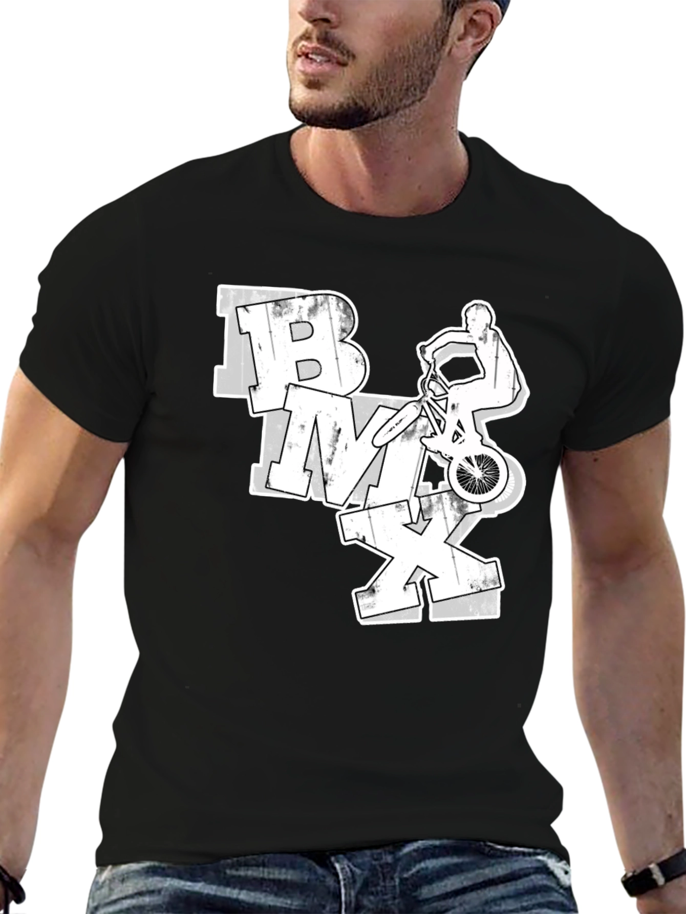 BMX Rider Graphic Tee - Black Casual Shirt