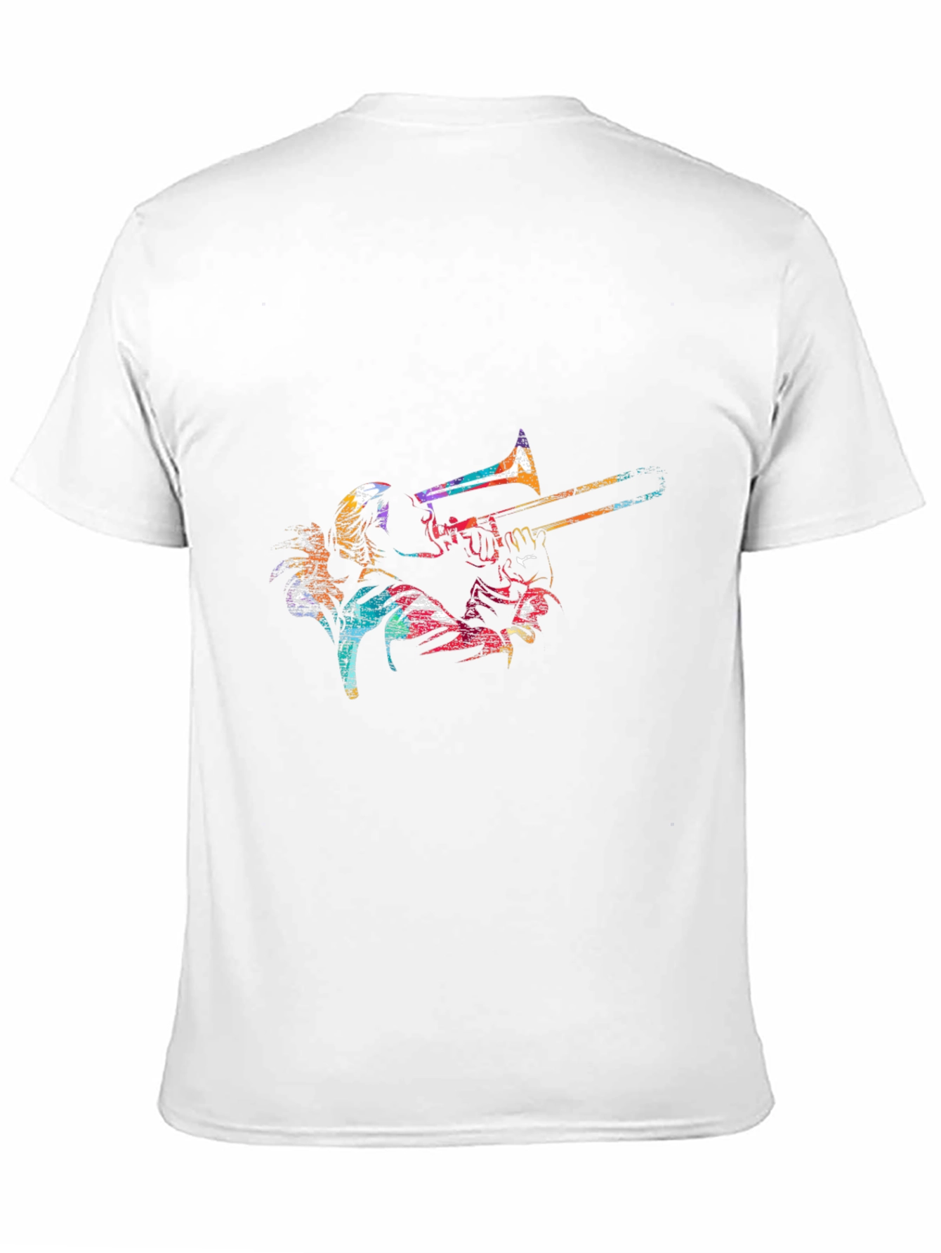 Colorful Trombone Player Graphic Black Tee
