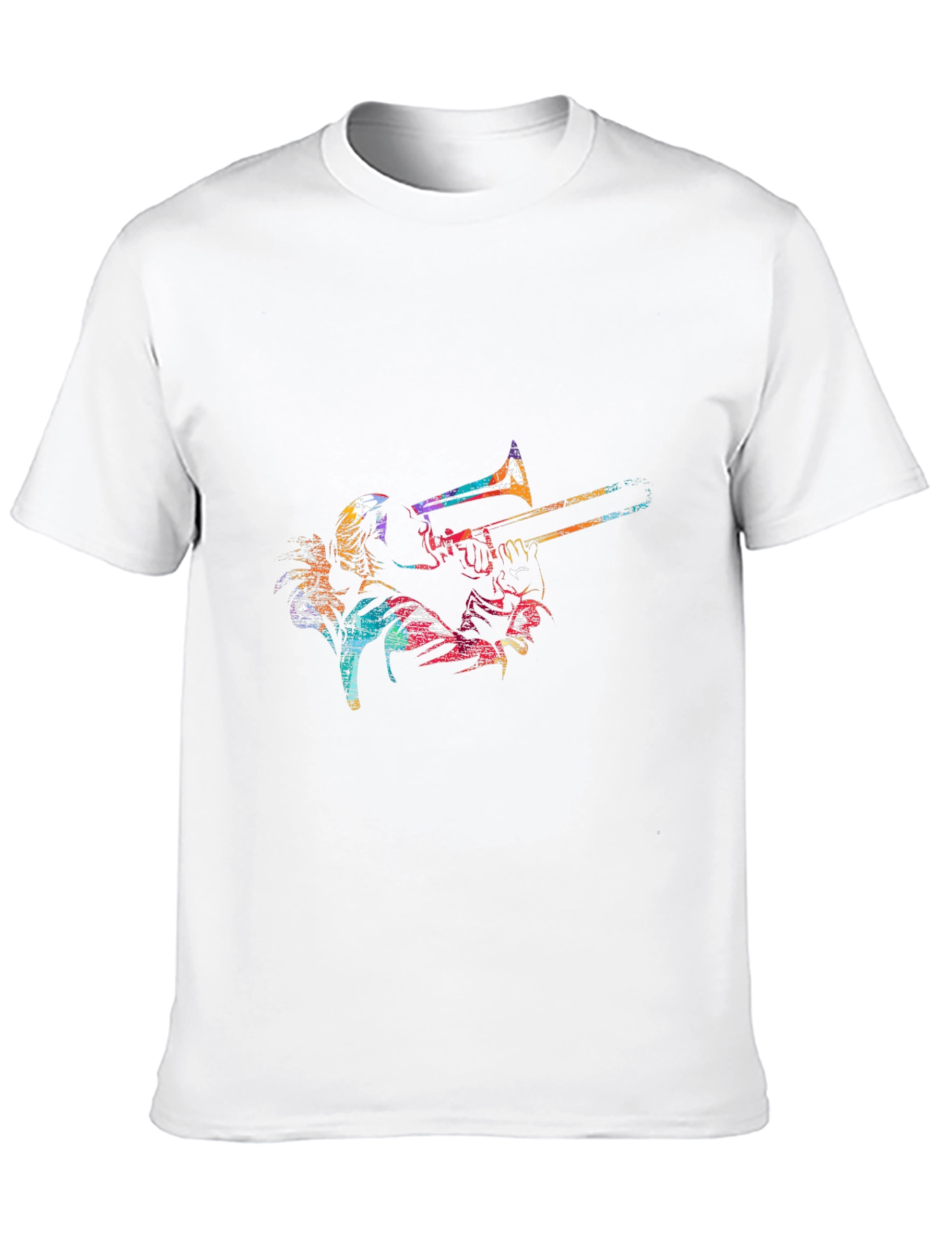 Colorful Trombone Player Graphic Black Tee