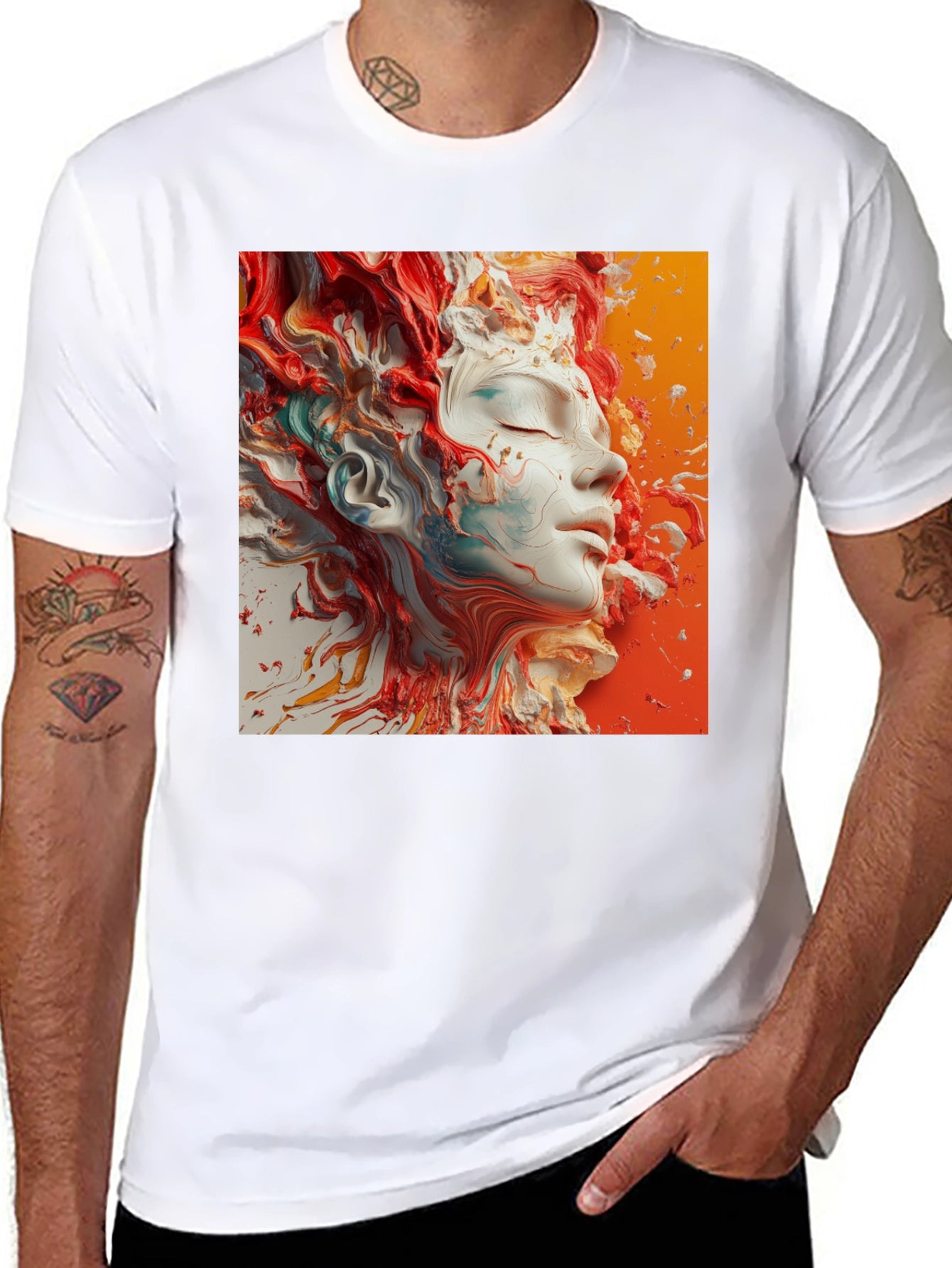 Abstract Face Art Black T-Shirt