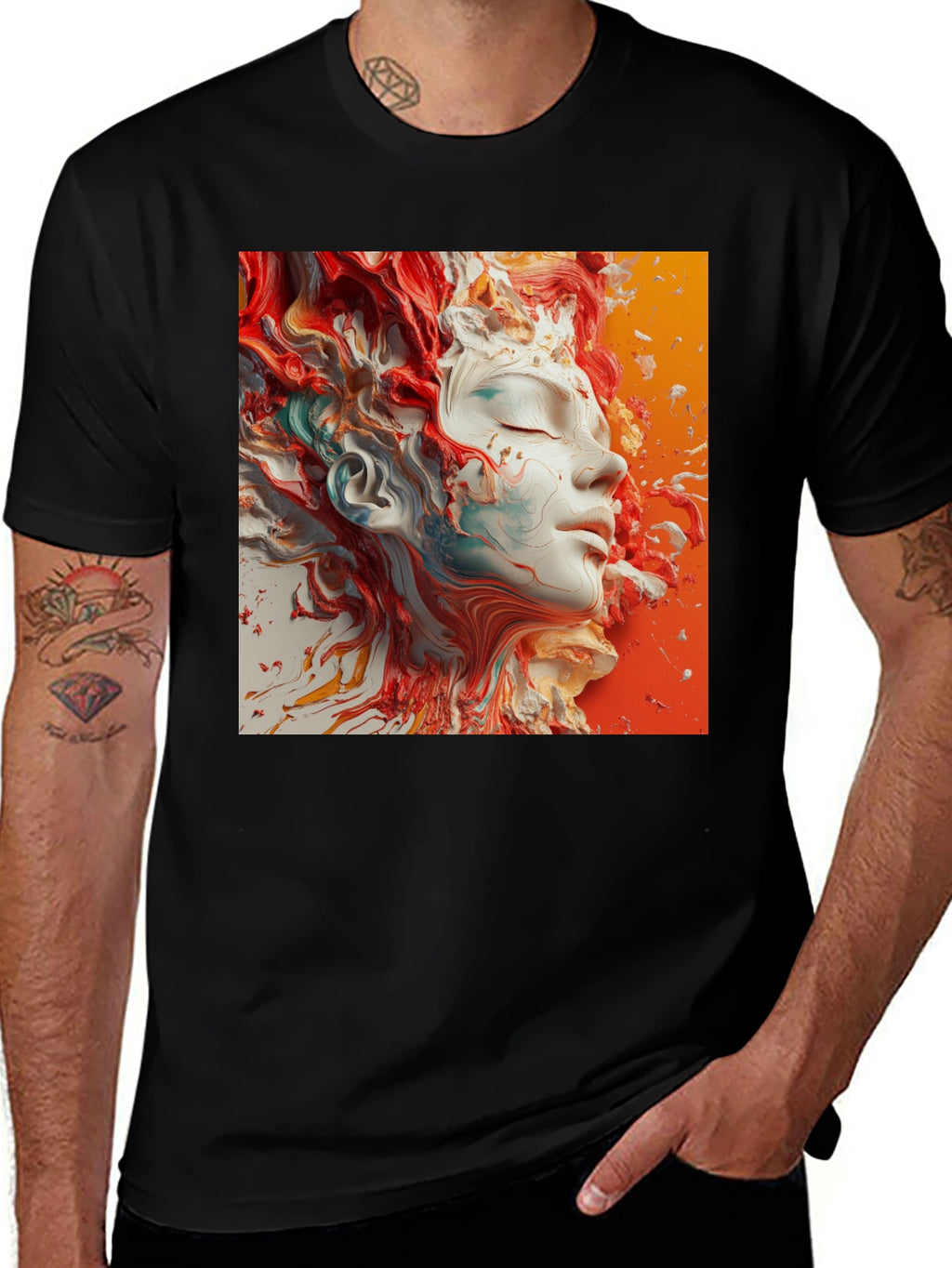 Abstract Face Art Black T-Shirt