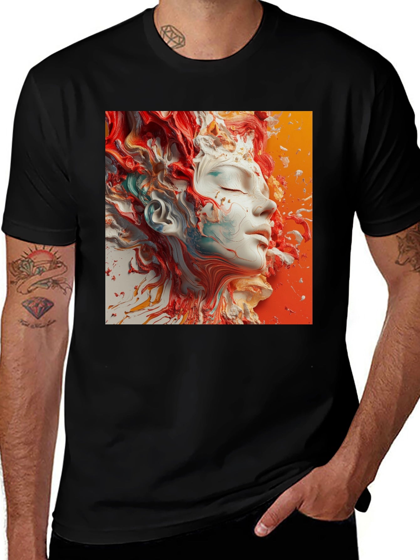 Abstract Face Art Black T-Shirt