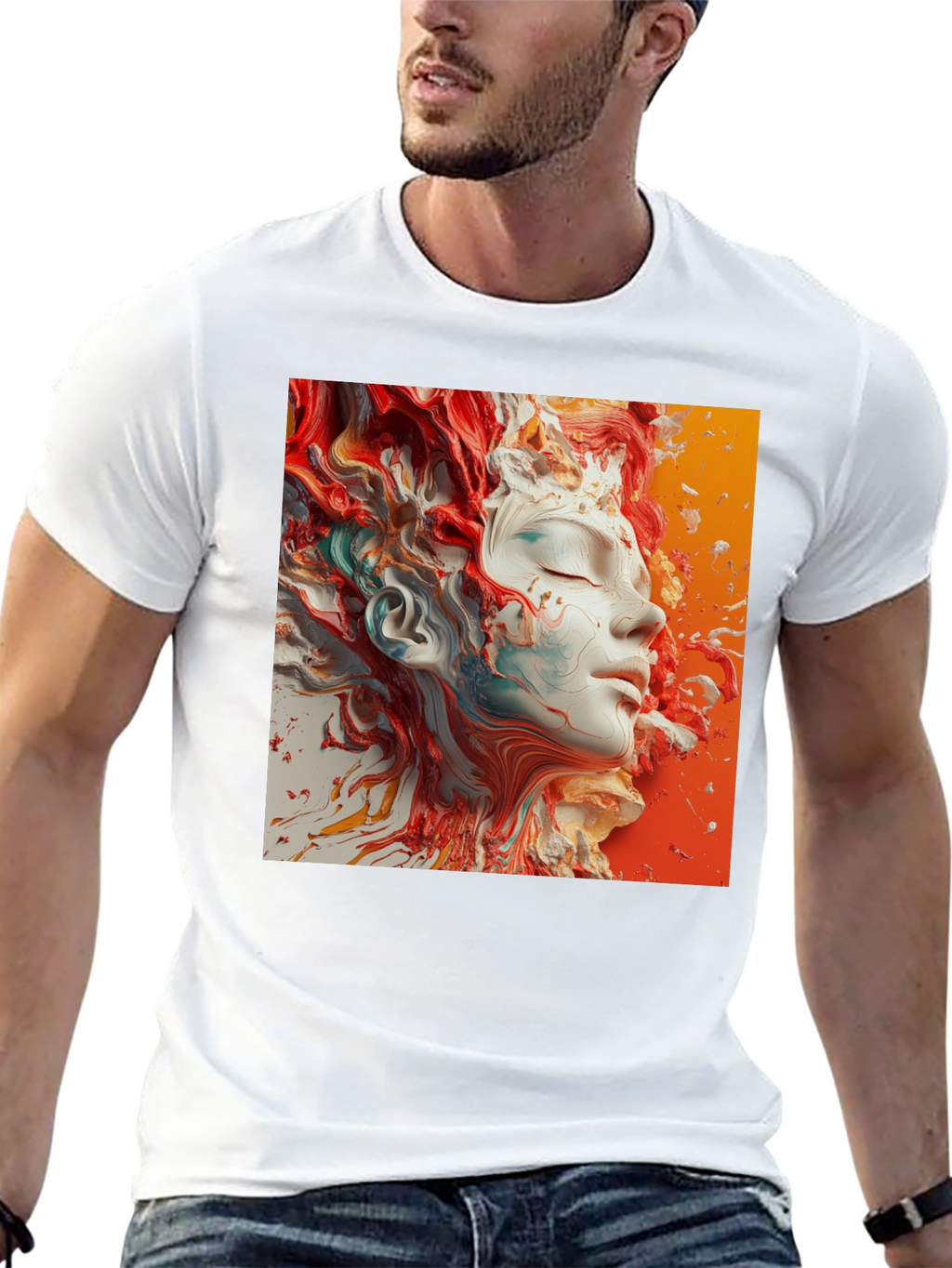 Abstract Face Art Black T-Shirt