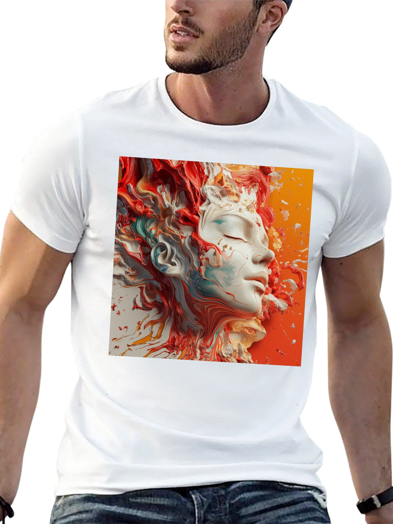 Abstract Face Art Black T-Shirt