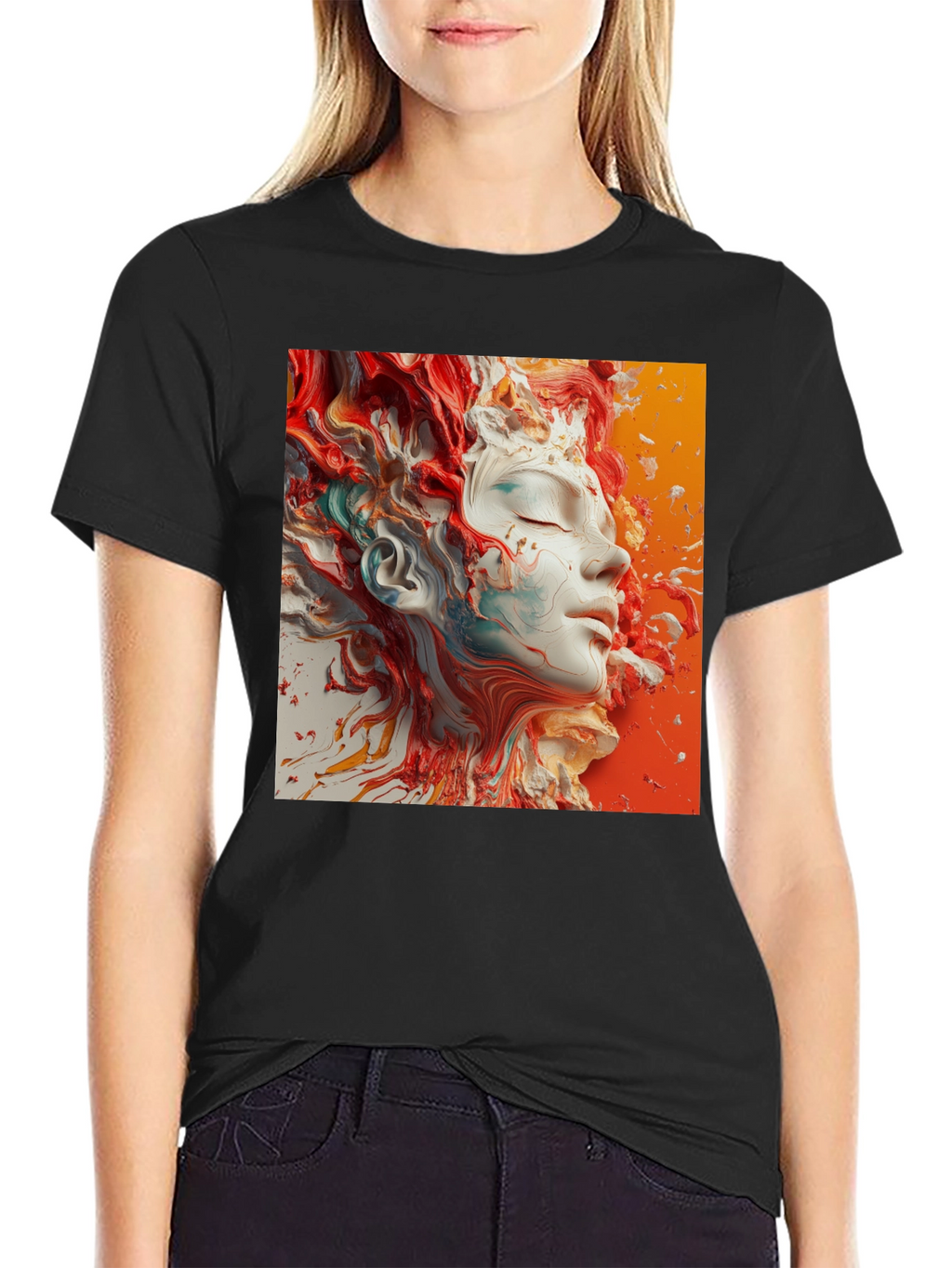Abstract Face Art Black T-Shirt