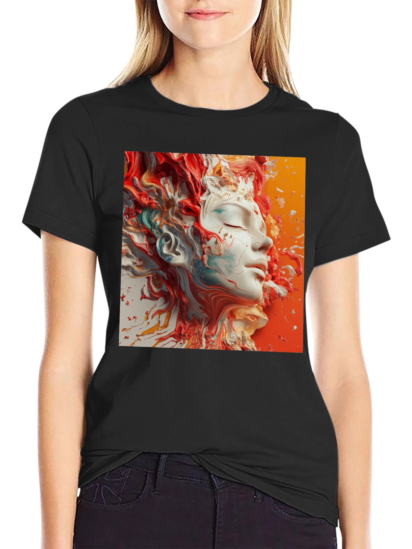 Abstract Face Art Black T-Shirt