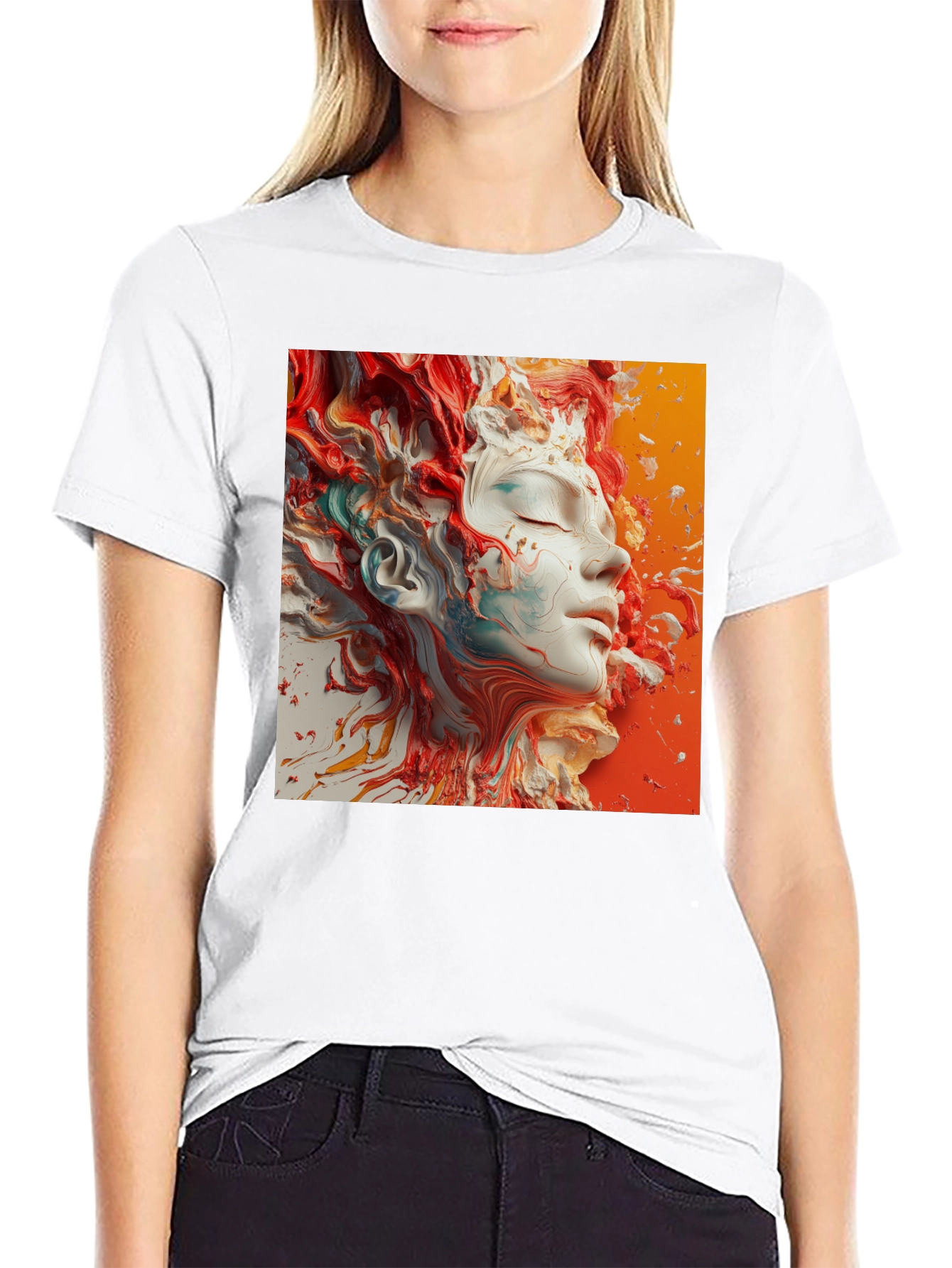 Abstract Face Art Black T-Shirt