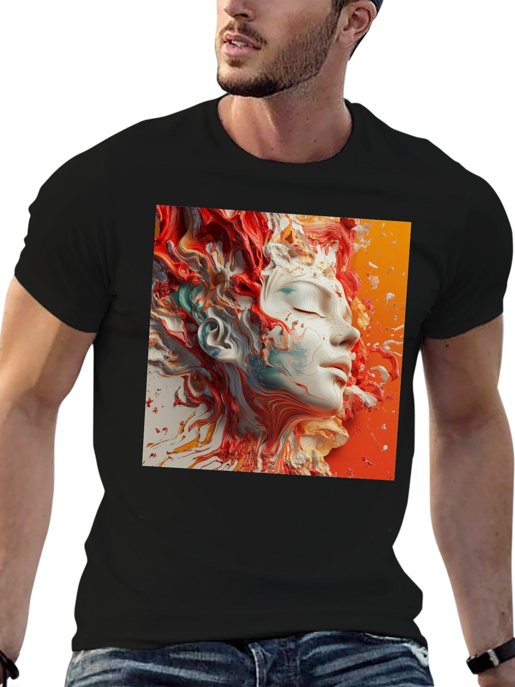 Abstract Face Art Black T-Shirt