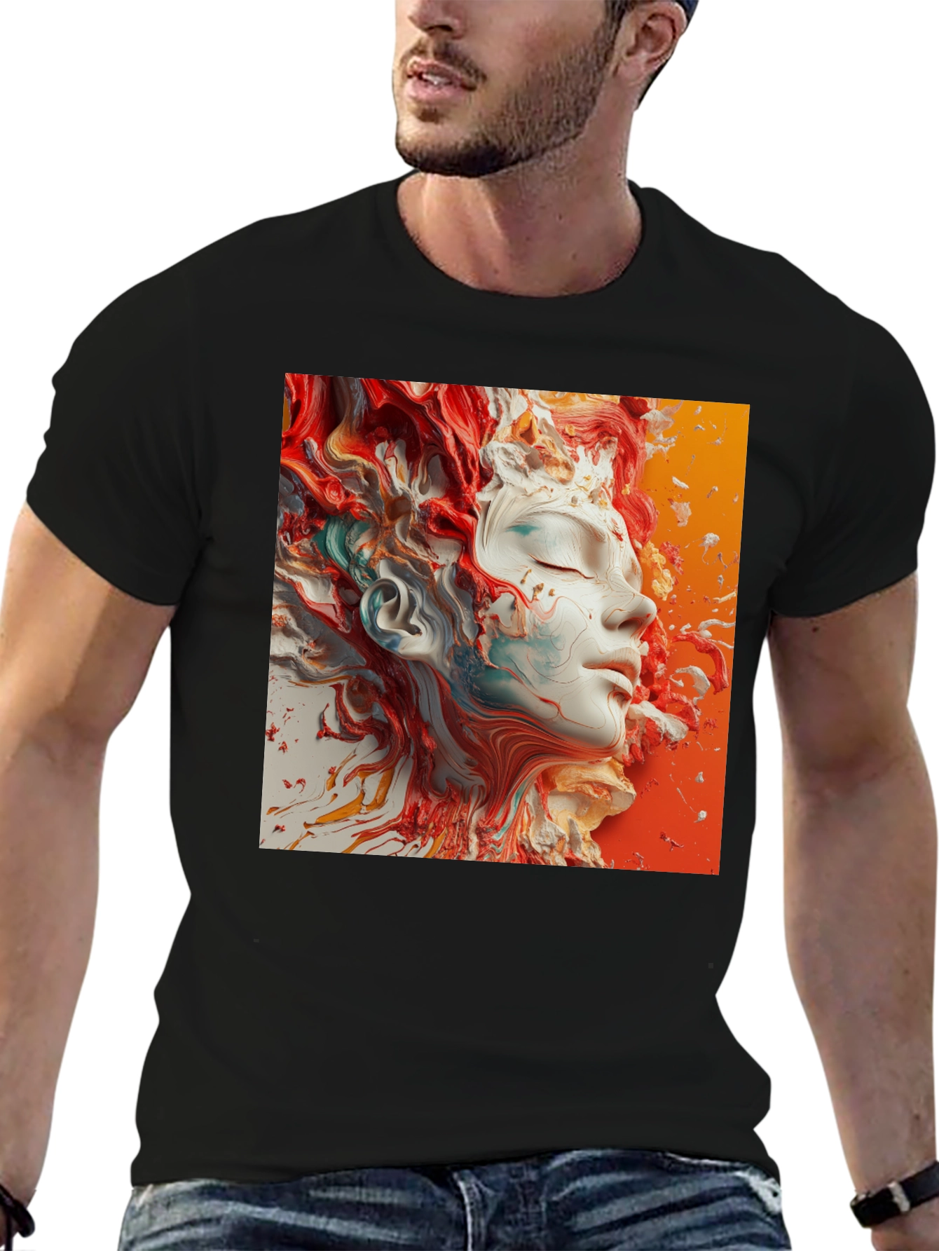 Abstract Face Art Black T-Shirt