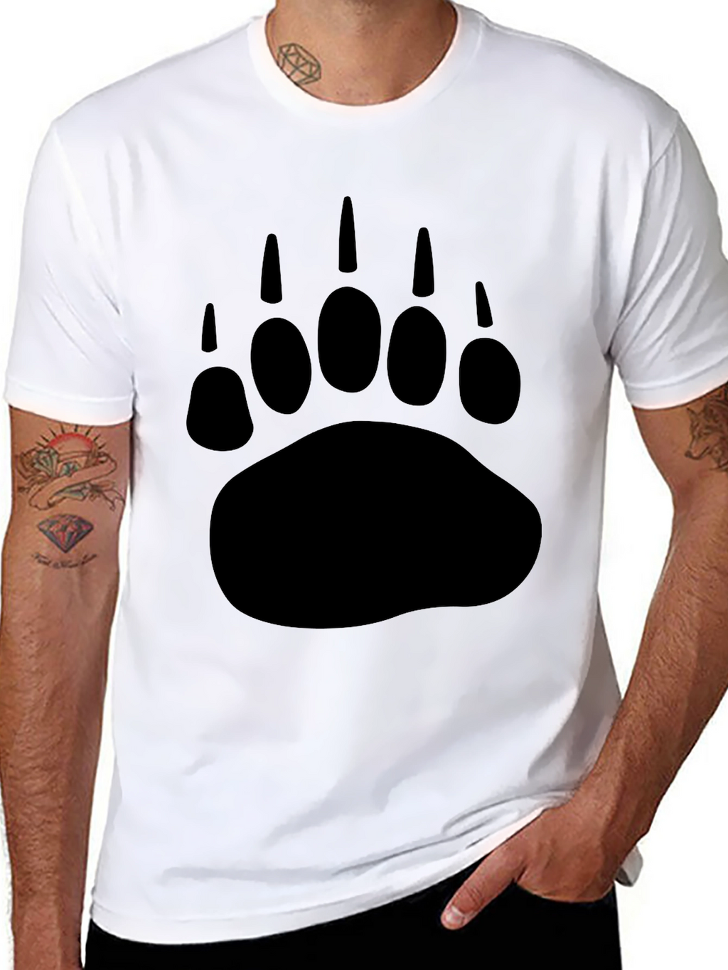Black Bear Paw Print Graphic T-Shirt