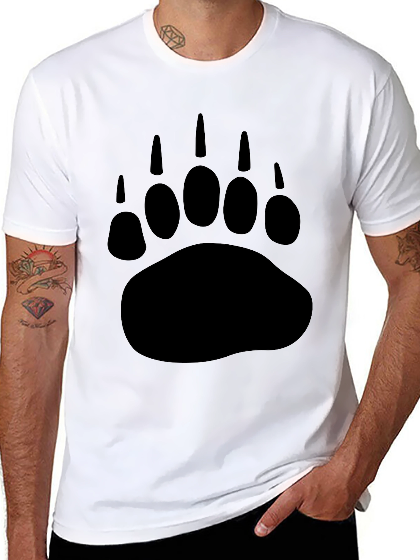 Black Bear Paw Print Graphic T-Shirt