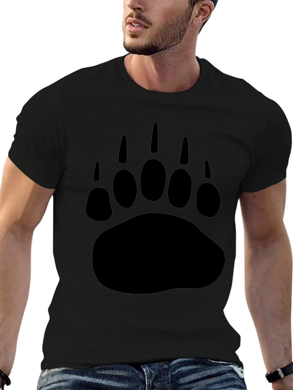 Black Bear Paw Print Graphic T-Shirt