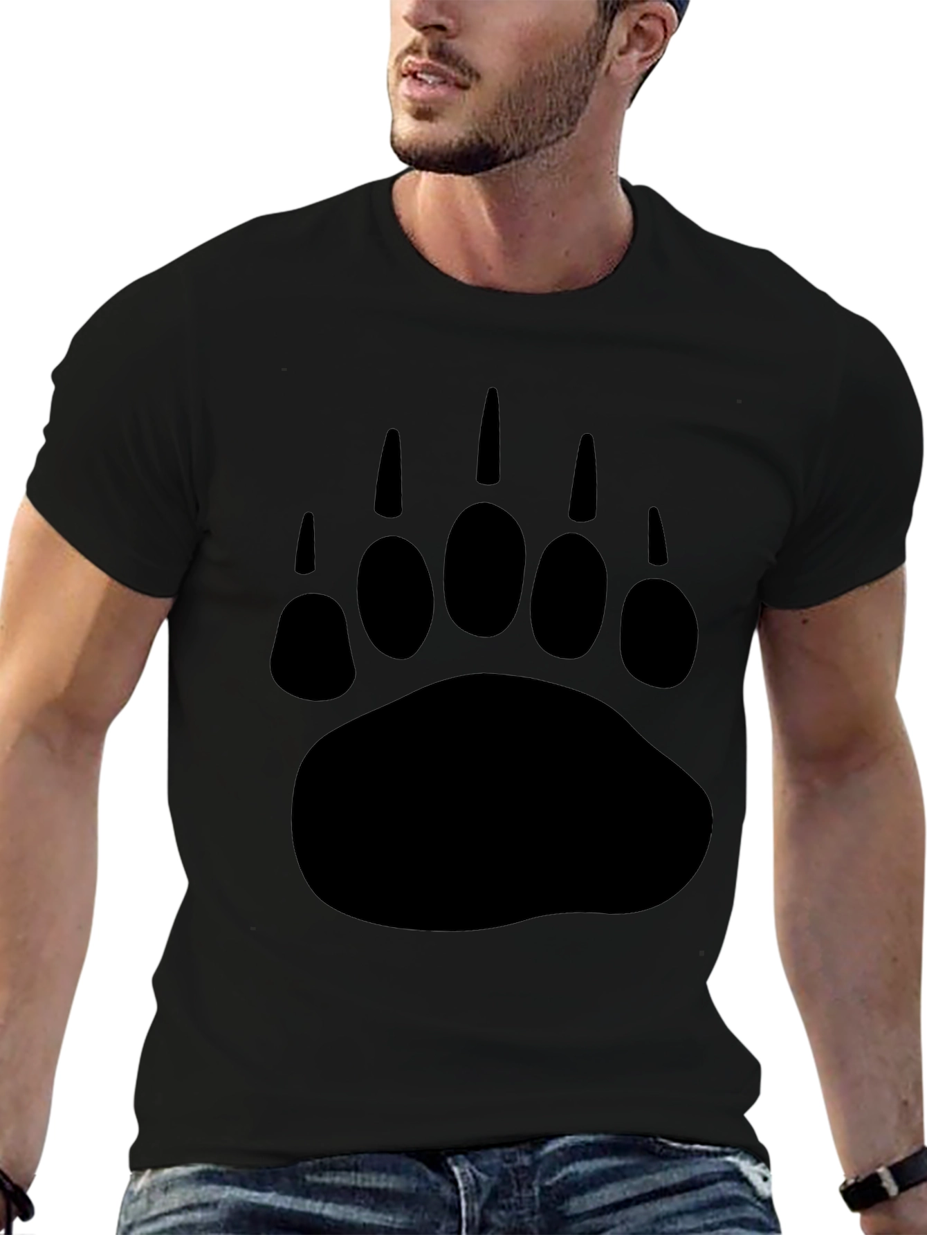 Black Bear Paw Print Graphic T-Shirt
