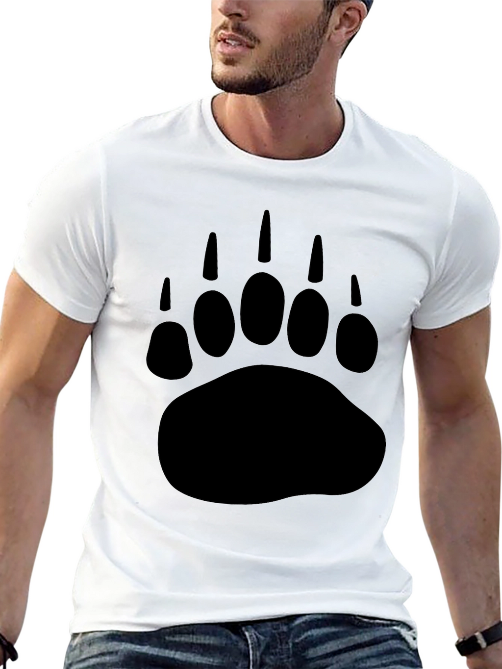 Black Bear Paw Print Graphic T-Shirt