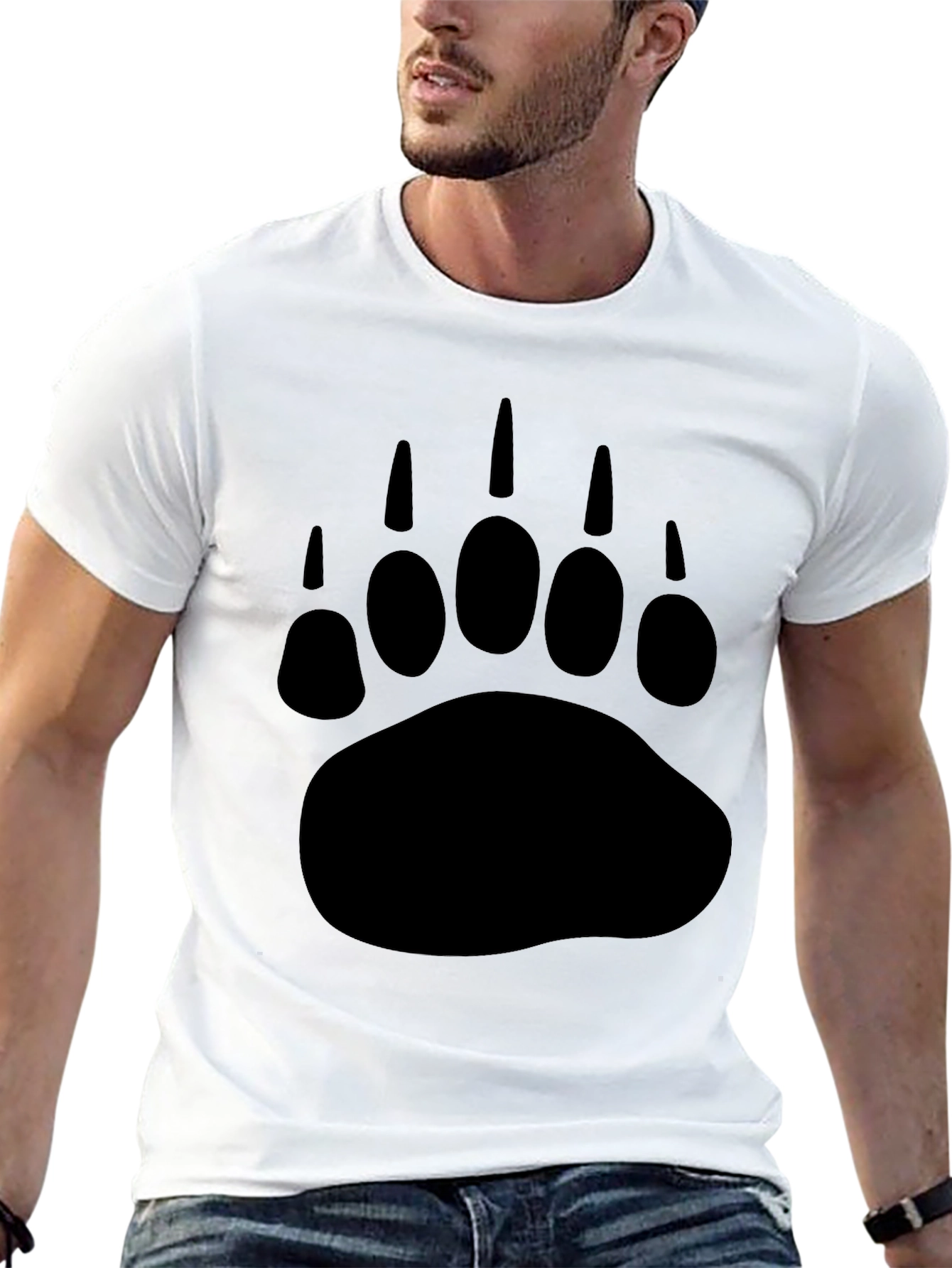 Black Bear Paw Print Graphic T-Shirt