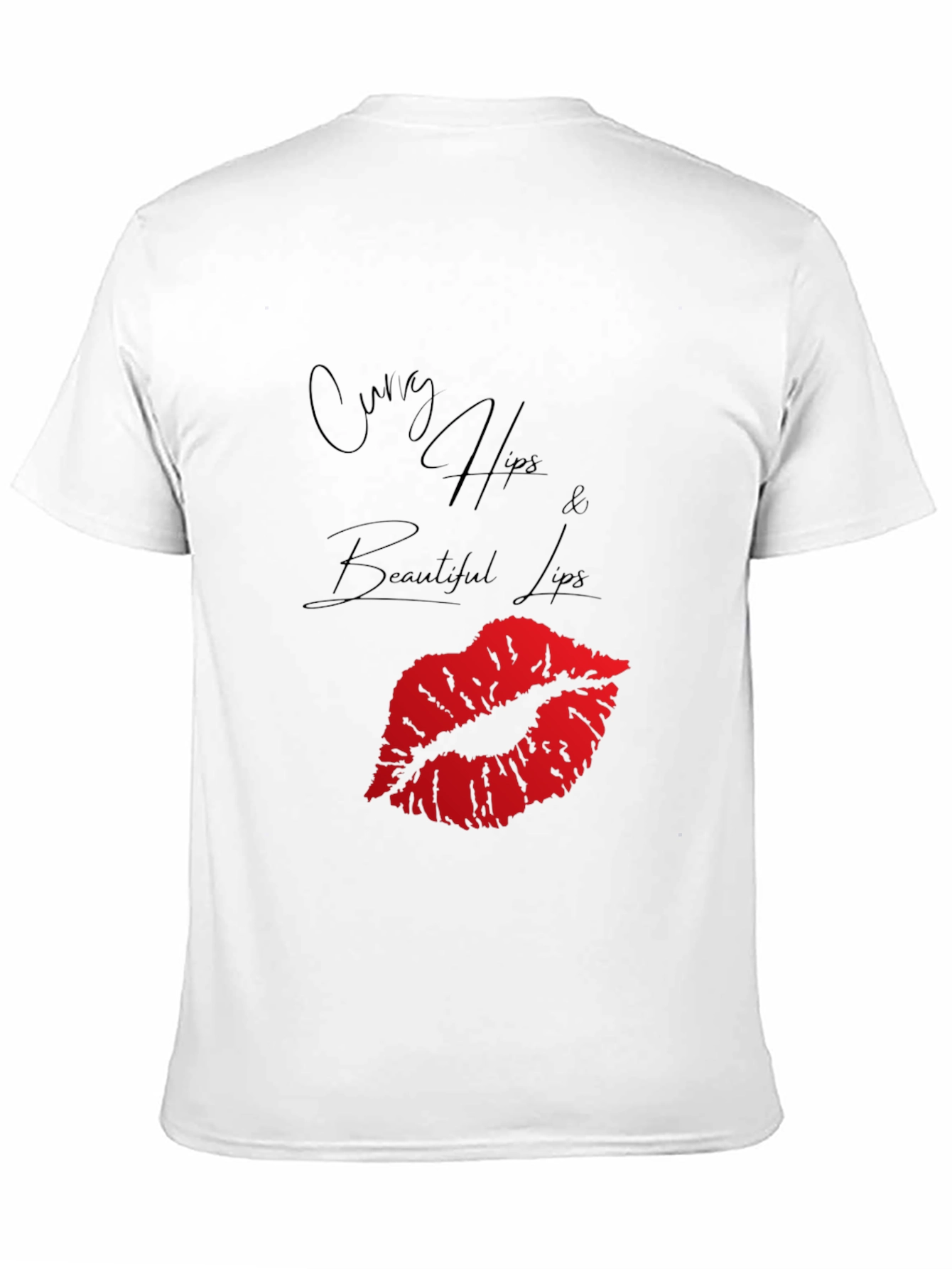 Curvy Hips Lips Graphic Tee - Black Casual Top