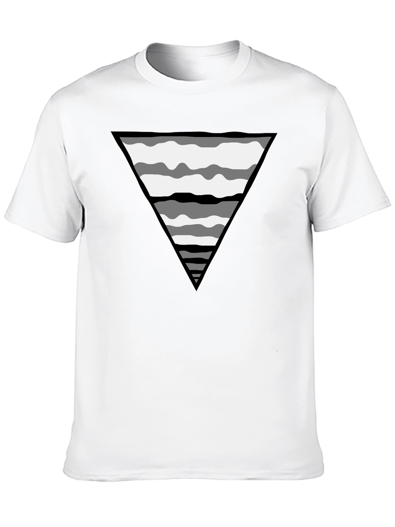 Abstract Triangle Graphic Tee - Casual Black T-Shirt