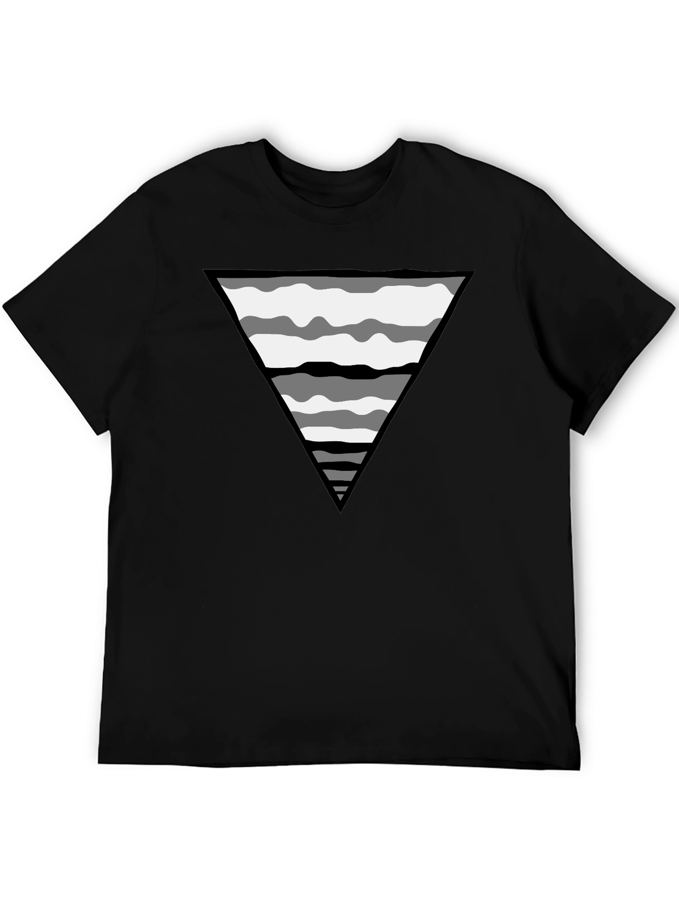 Abstract Triangle Graphic Tee - Casual Black T-Shirt