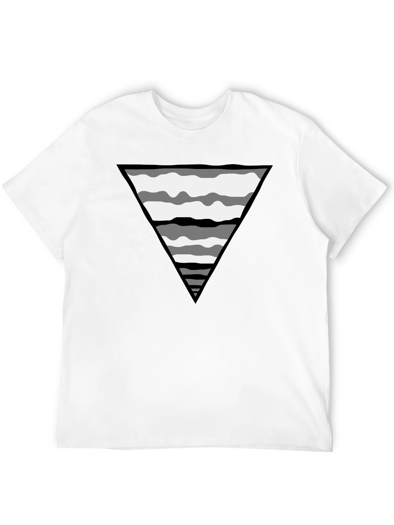 Abstract Triangle Graphic Tee - Casual Black T-Shirt