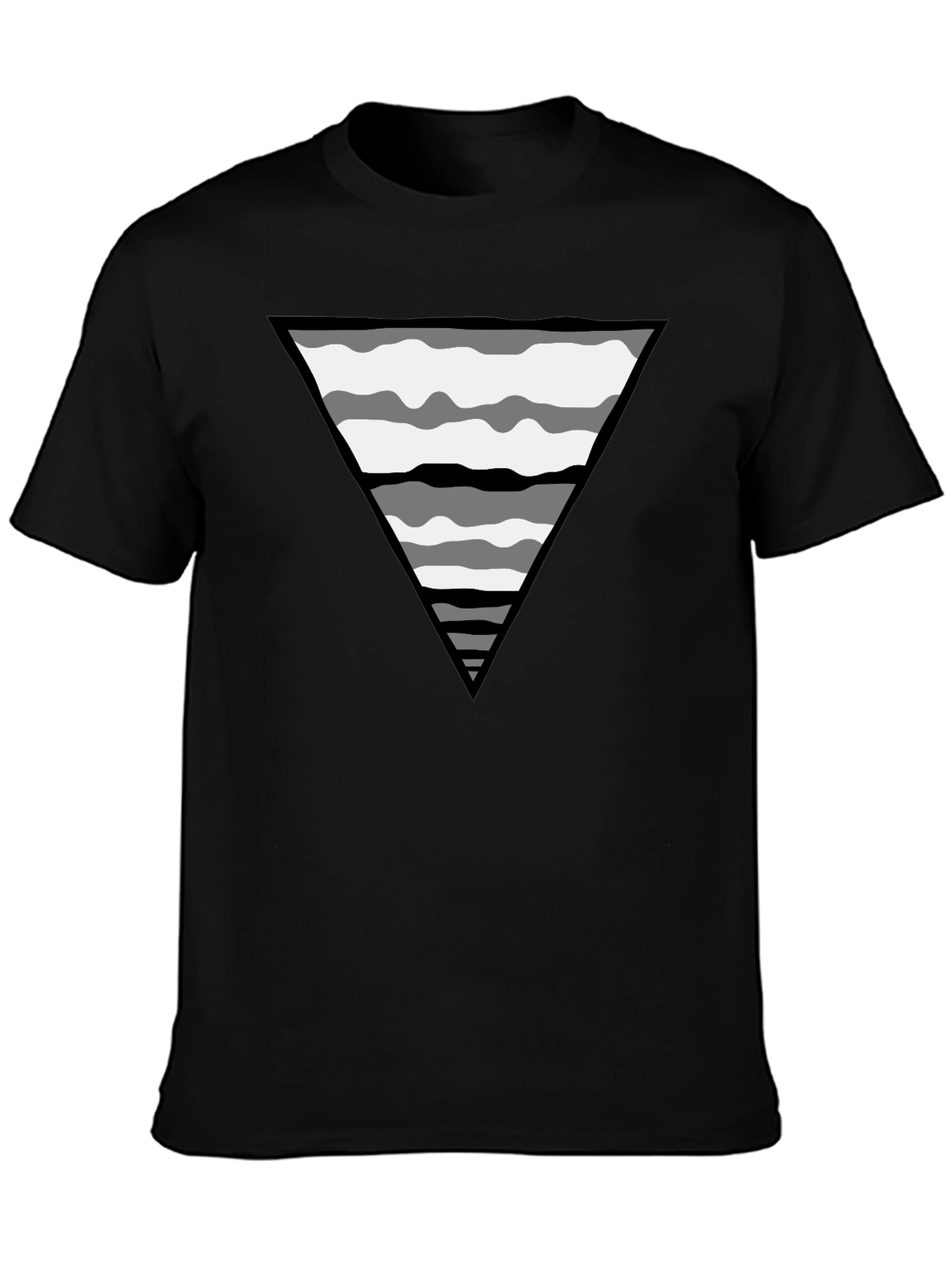 Abstract Triangle Graphic Tee - Casual Black T-Shirt