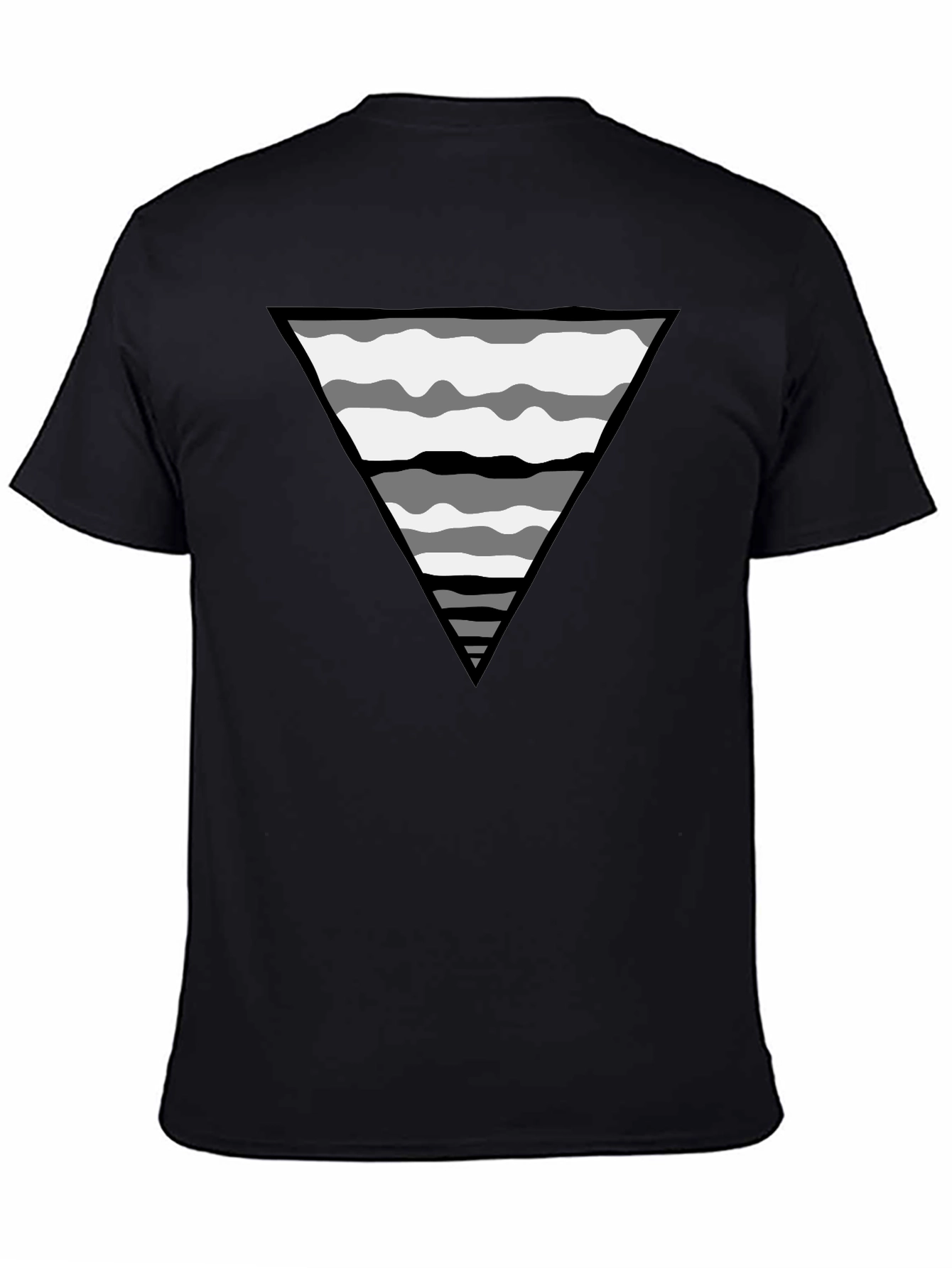 Abstract Triangle Graphic Tee - Casual Black T-Shirt