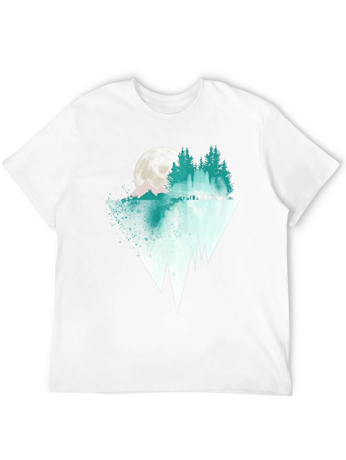 Nature Graphic Tee: Moonlit Pine Tree Reflection