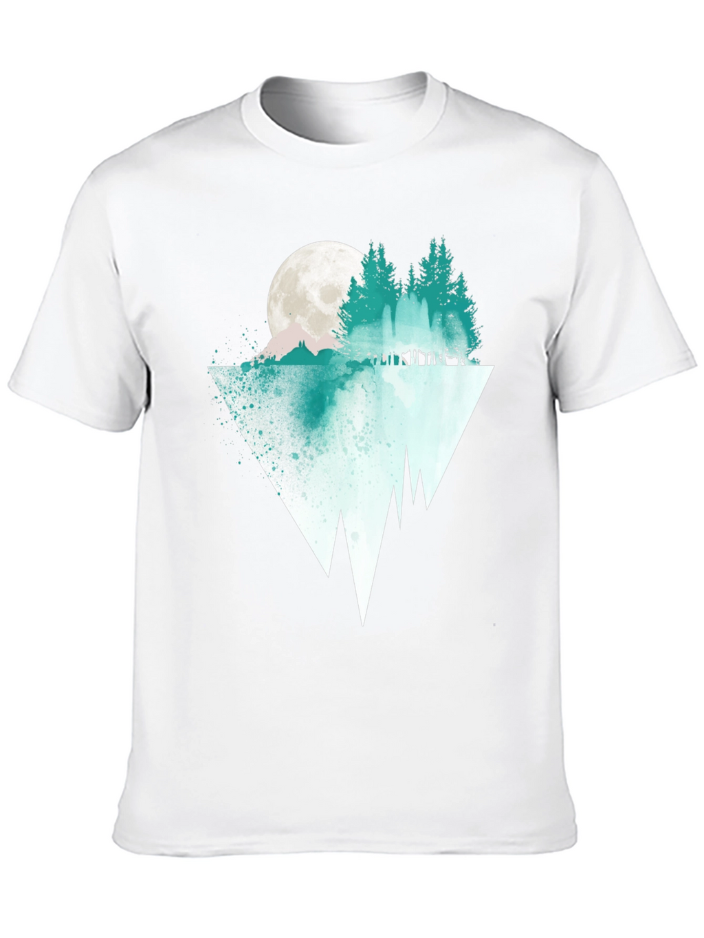 Nature Graphic Tee: Moonlit Pine Tree Reflection