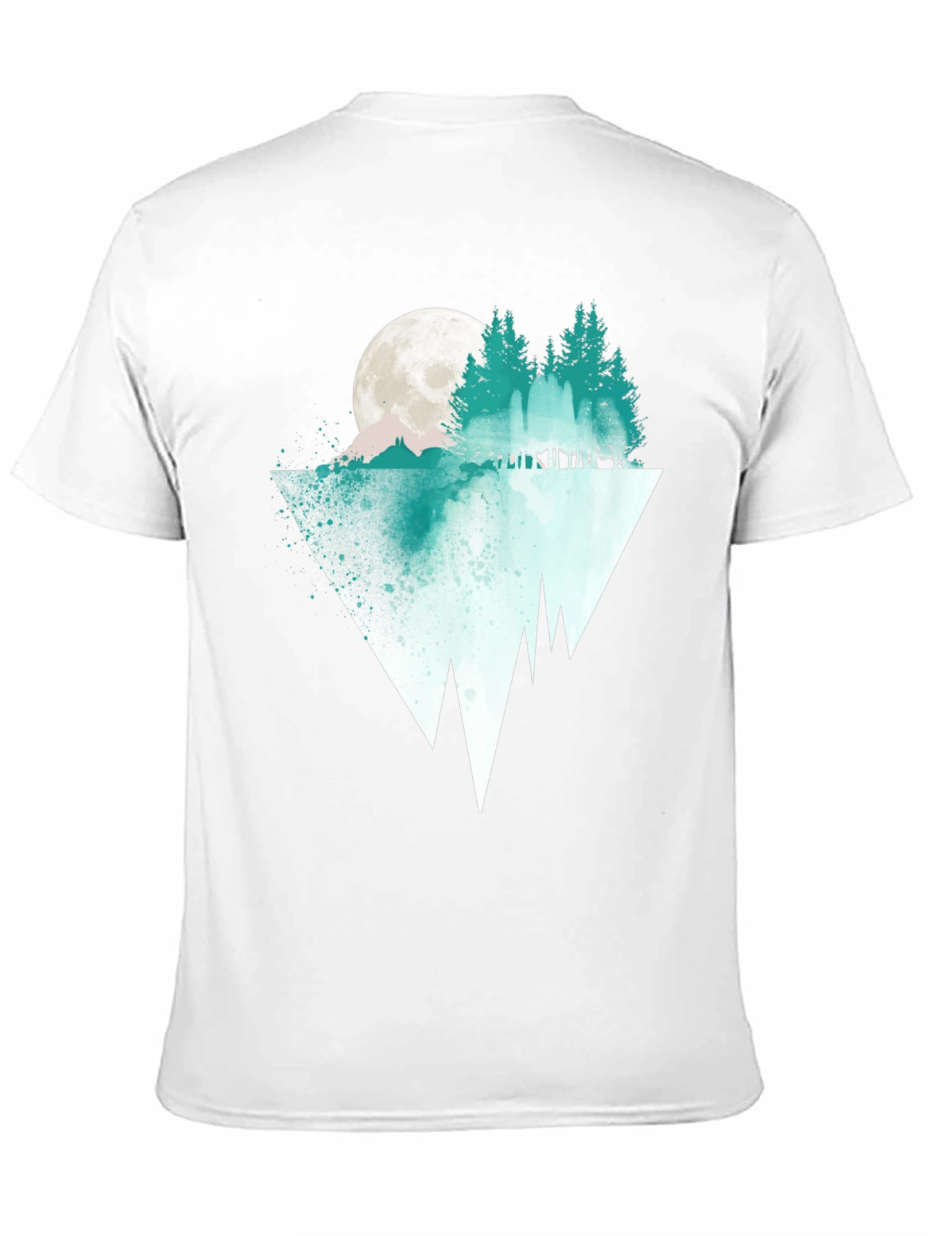Nature Graphic Tee: Moonlit Pine Tree Reflection