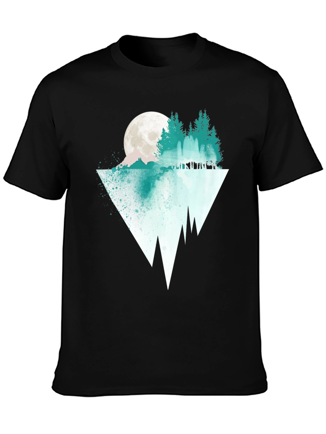 Nature Graphic Tee: Moonlit Pine Tree Reflection
