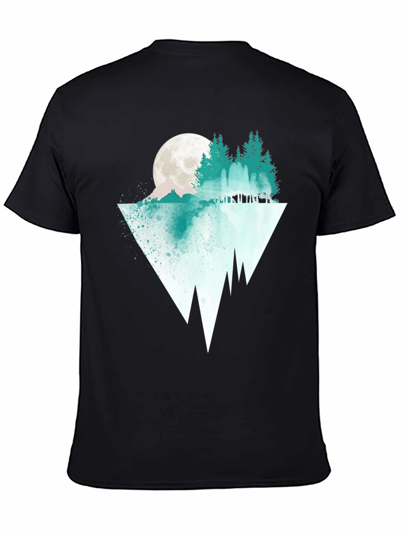 Nature Graphic Tee: Moonlit Pine Tree Reflection