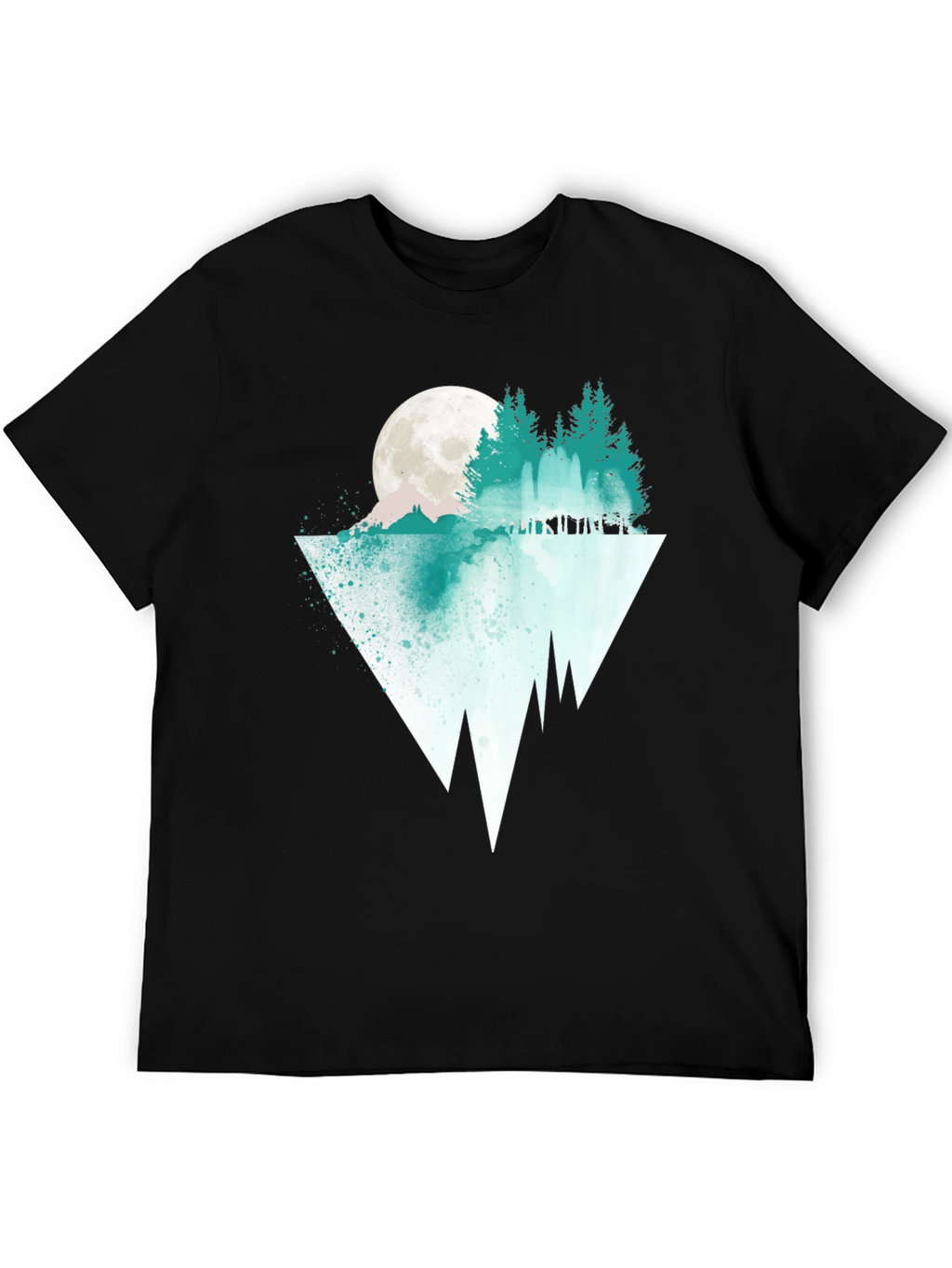 Nature Graphic Tee: Moonlit Pine Tree Reflection