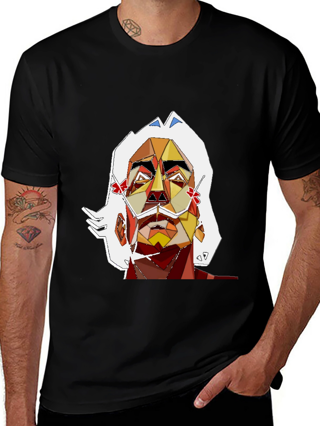 Abstract Art Mans Graphic Tee - Black