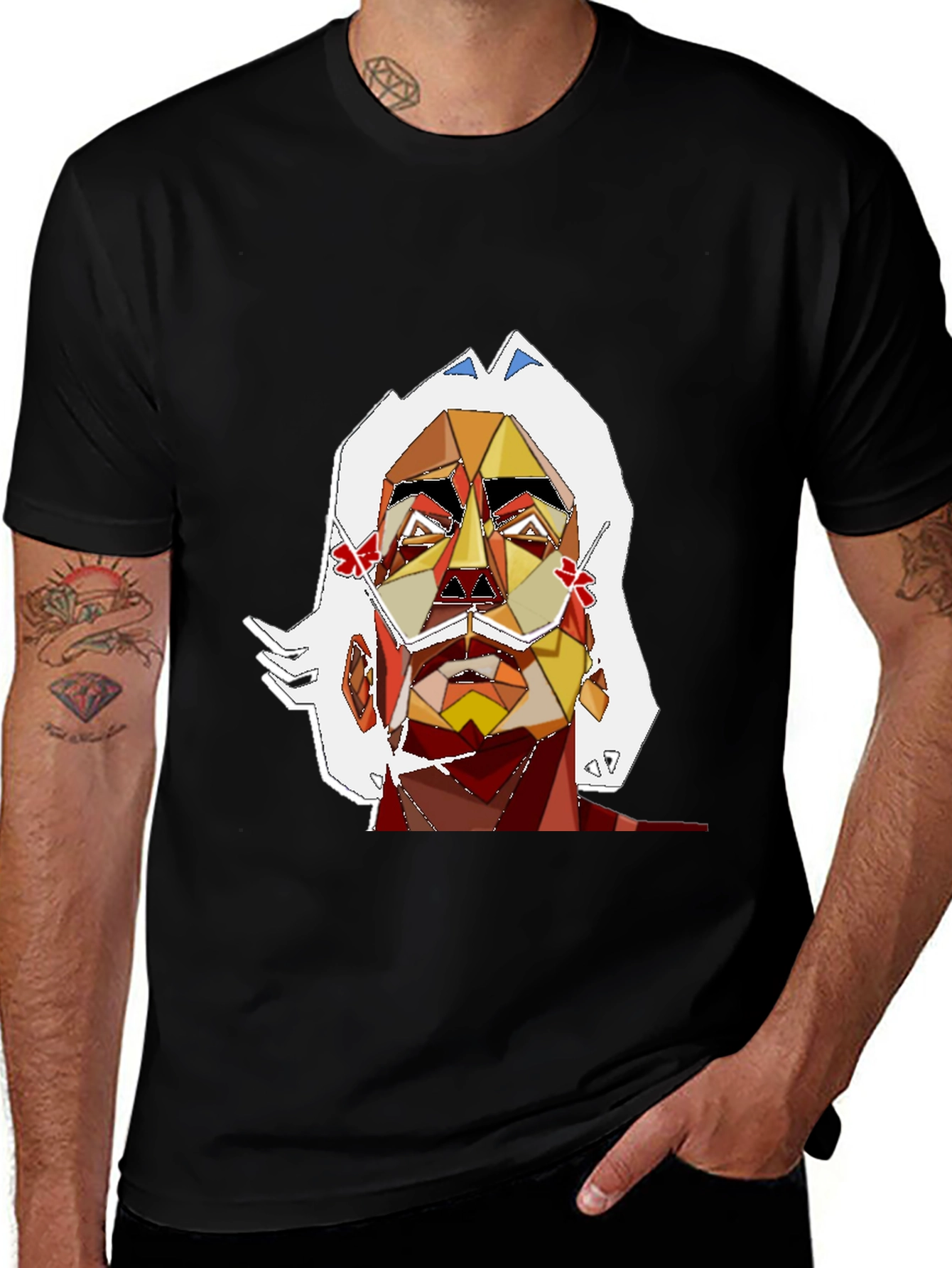 Abstract Art Mans Graphic Tee - Black
