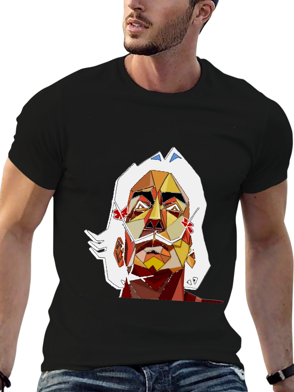 Abstract Art Mans Graphic Tee - Black