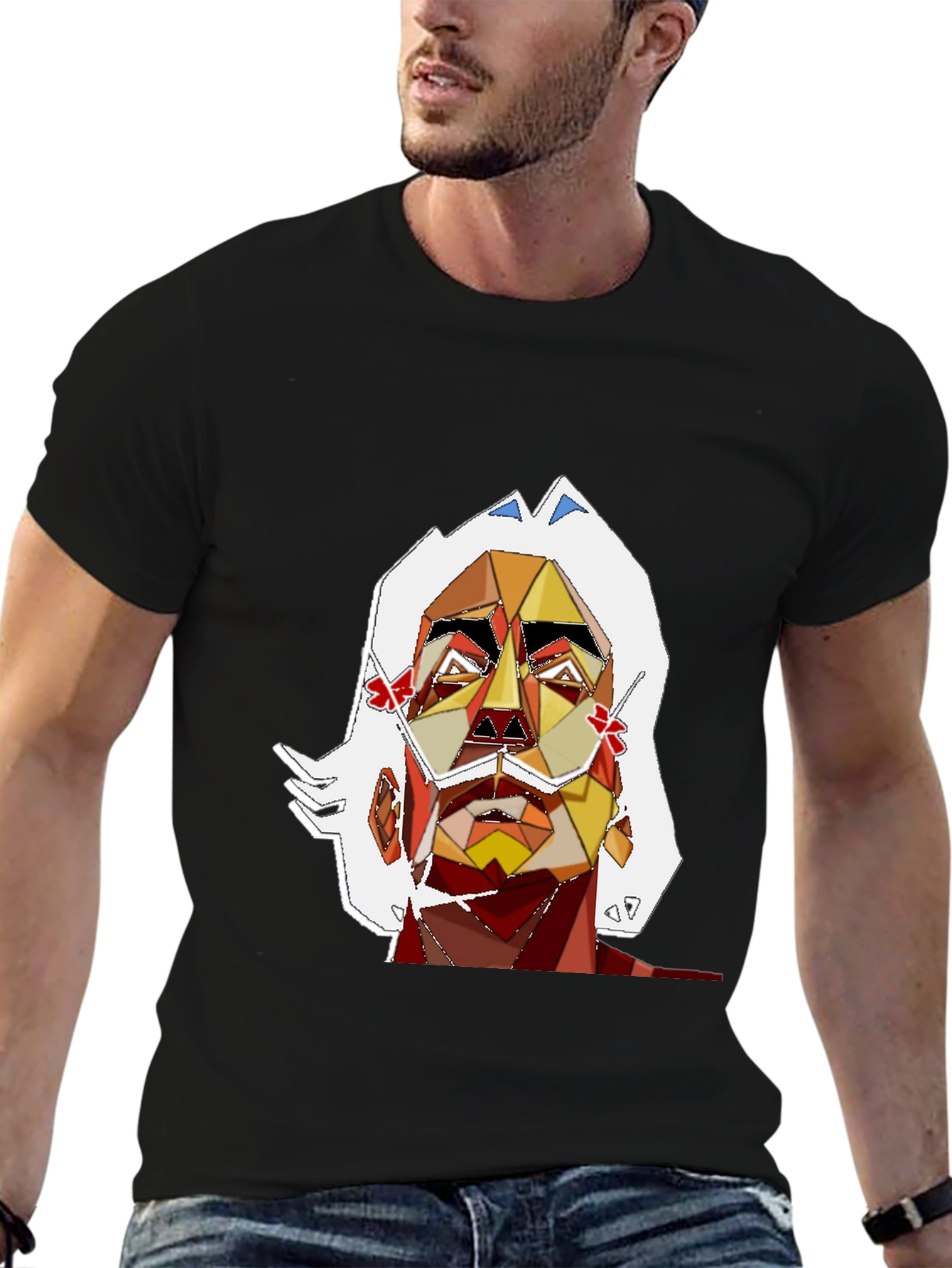 Abstract Art Mans Graphic Tee - Black