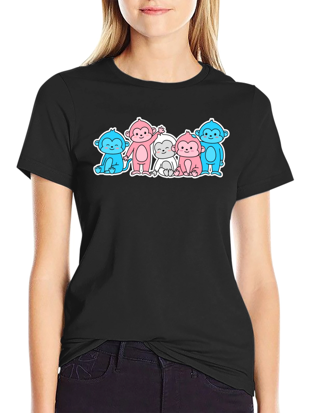 Cute Cartoon Monkey Graphic T-Shirt
