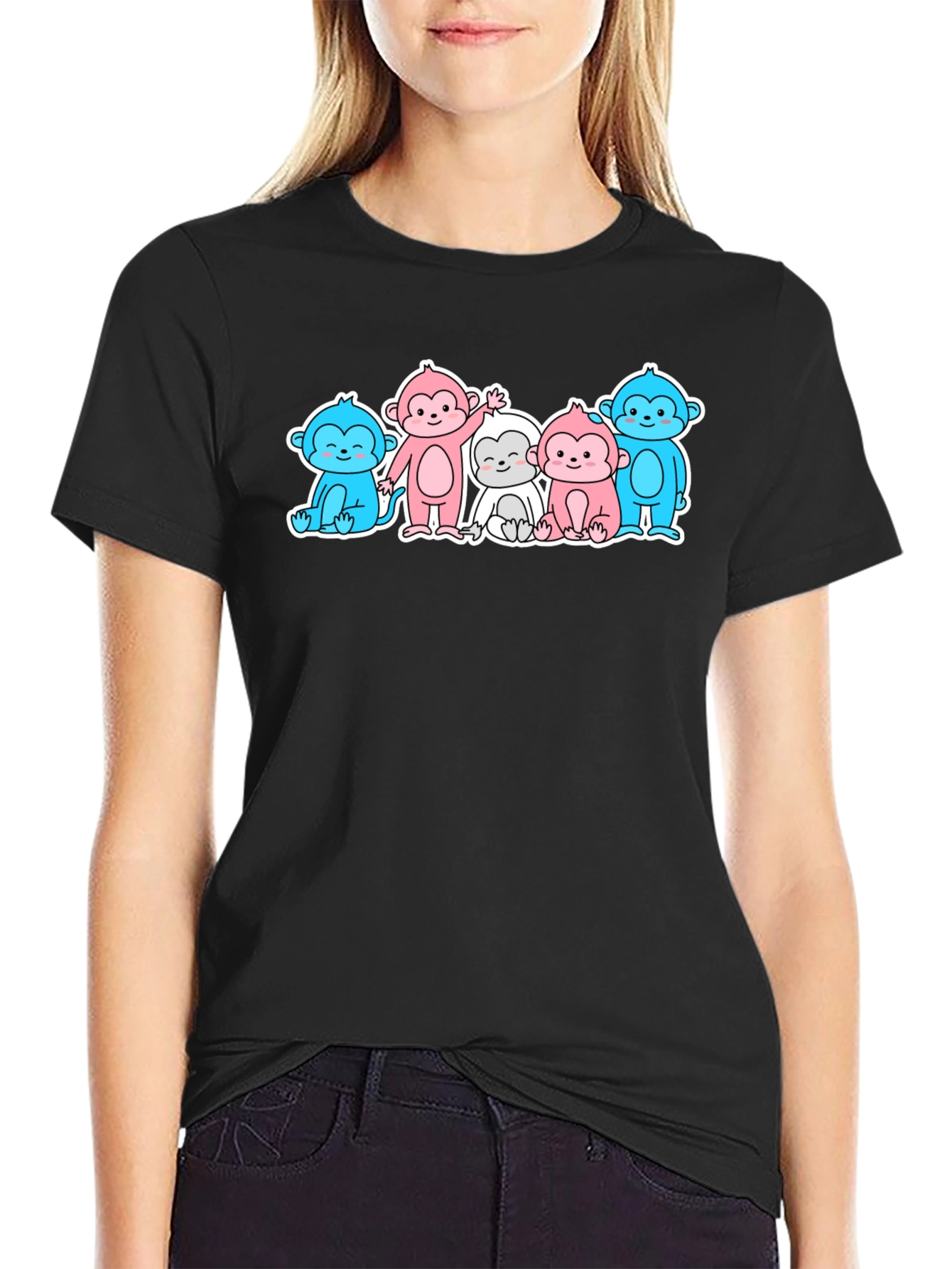 Cute Cartoon Monkey Graphic T-Shirt