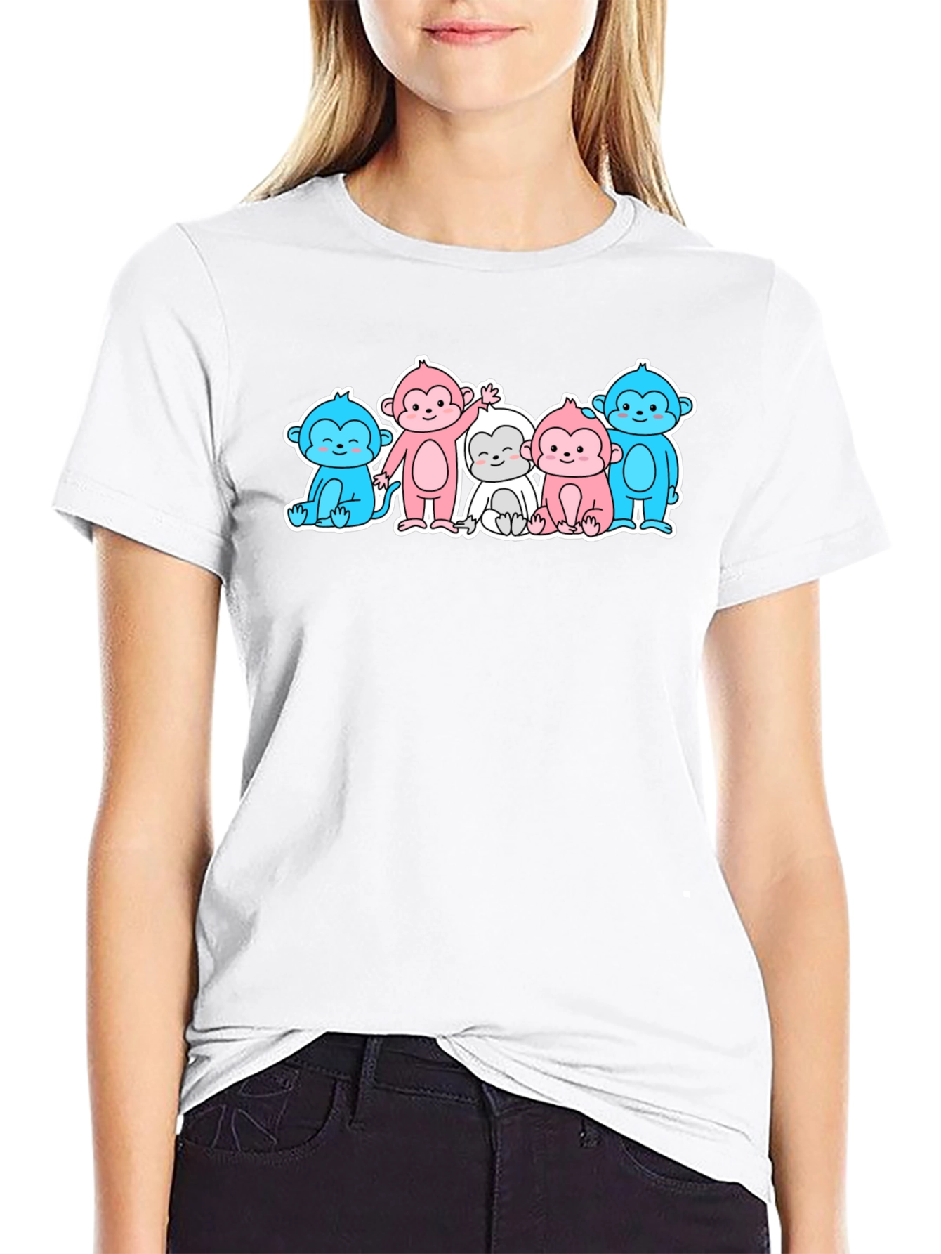 Cute Cartoon Monkey Graphic T-Shirt