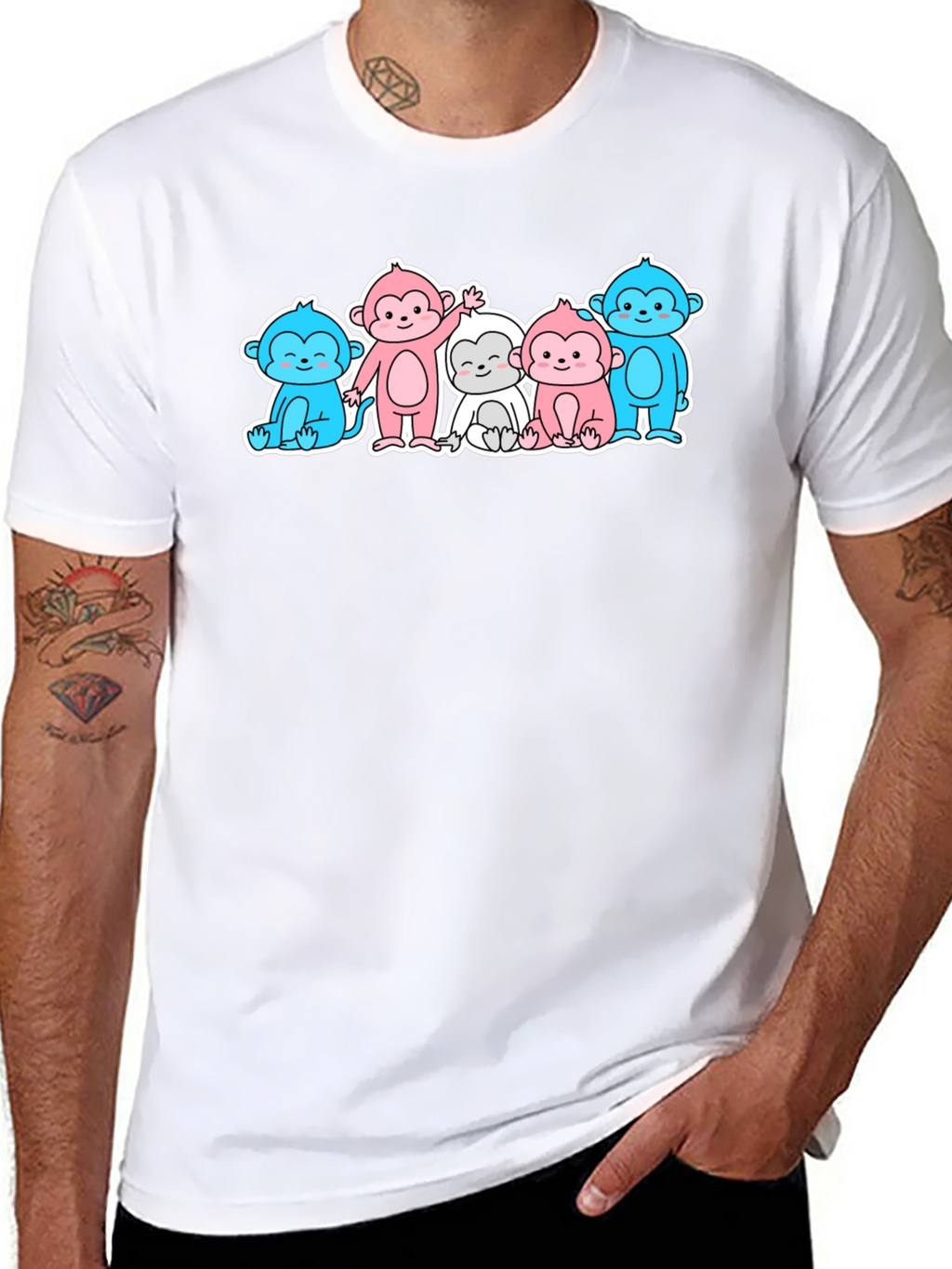 Cute Cartoon Monkey Graphic T-Shirt