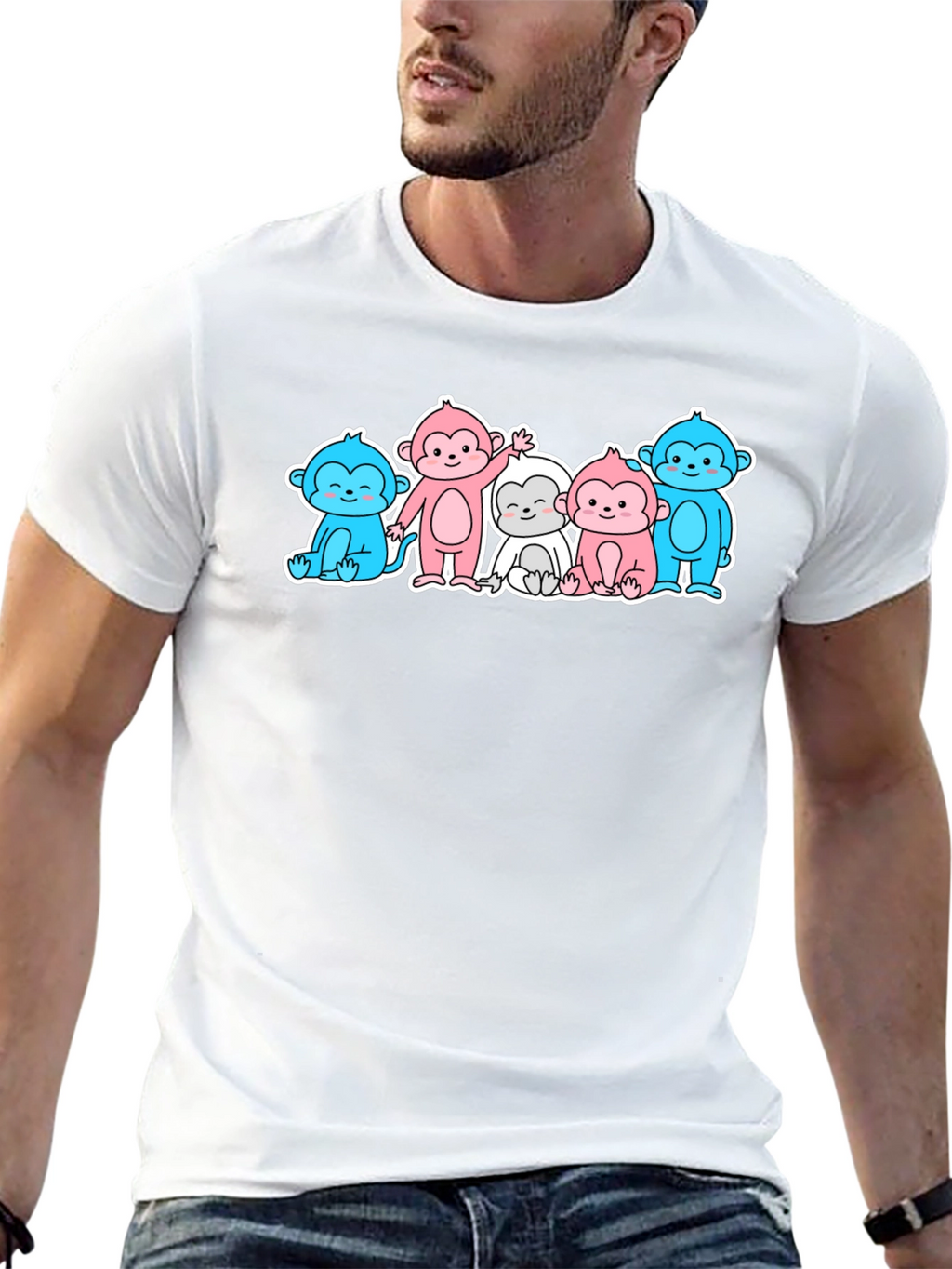 Cute Cartoon Monkey Graphic T-Shirt