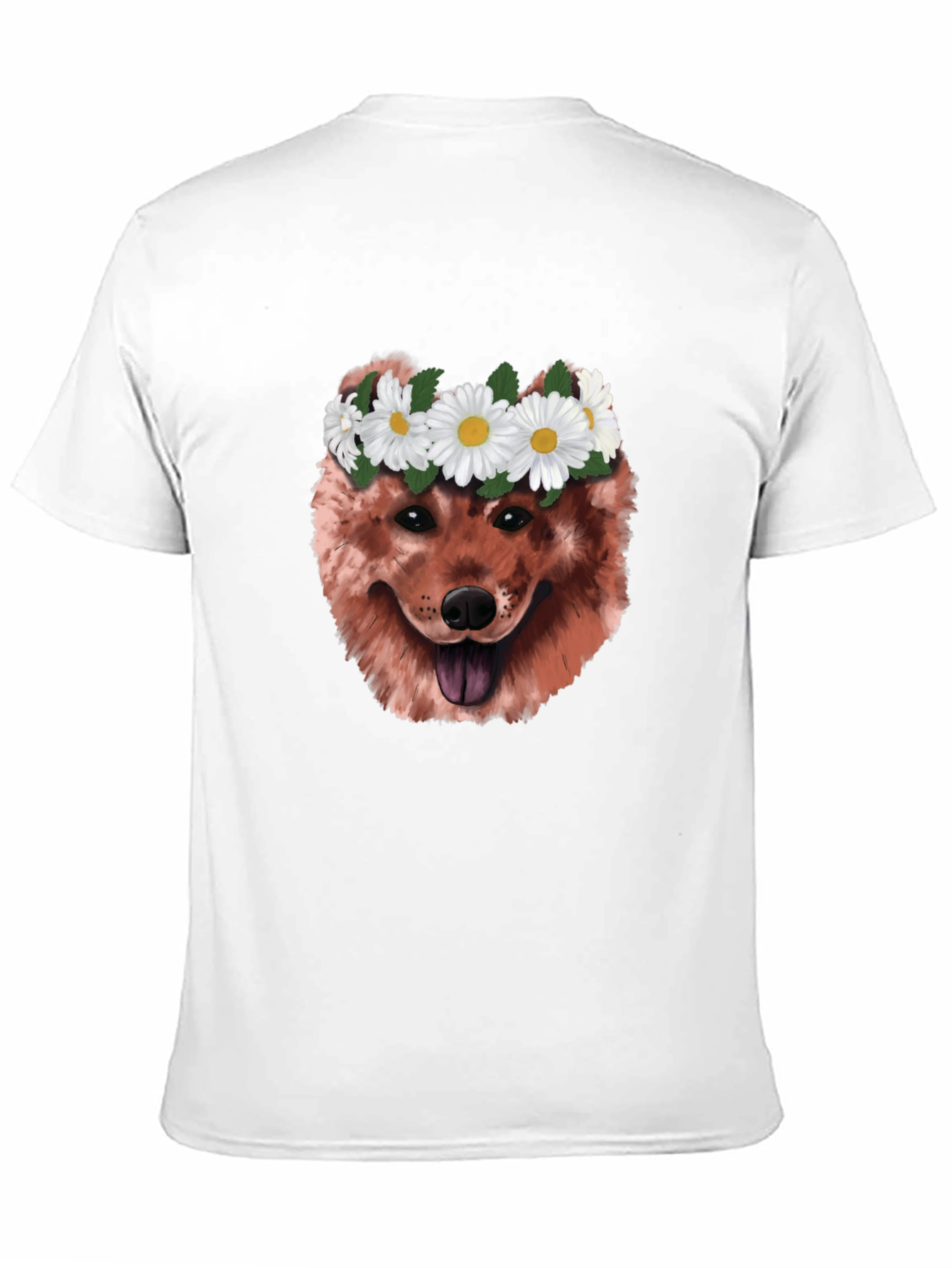 Dog with Daisy Crown Graphic T-Shirt