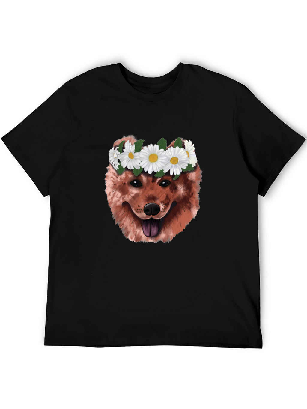 Dog with Daisy Crown Graphic T-Shirt