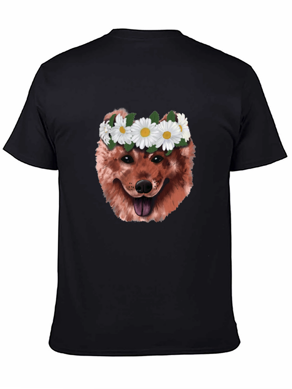 Dog with Daisy Crown Graphic T-Shirt