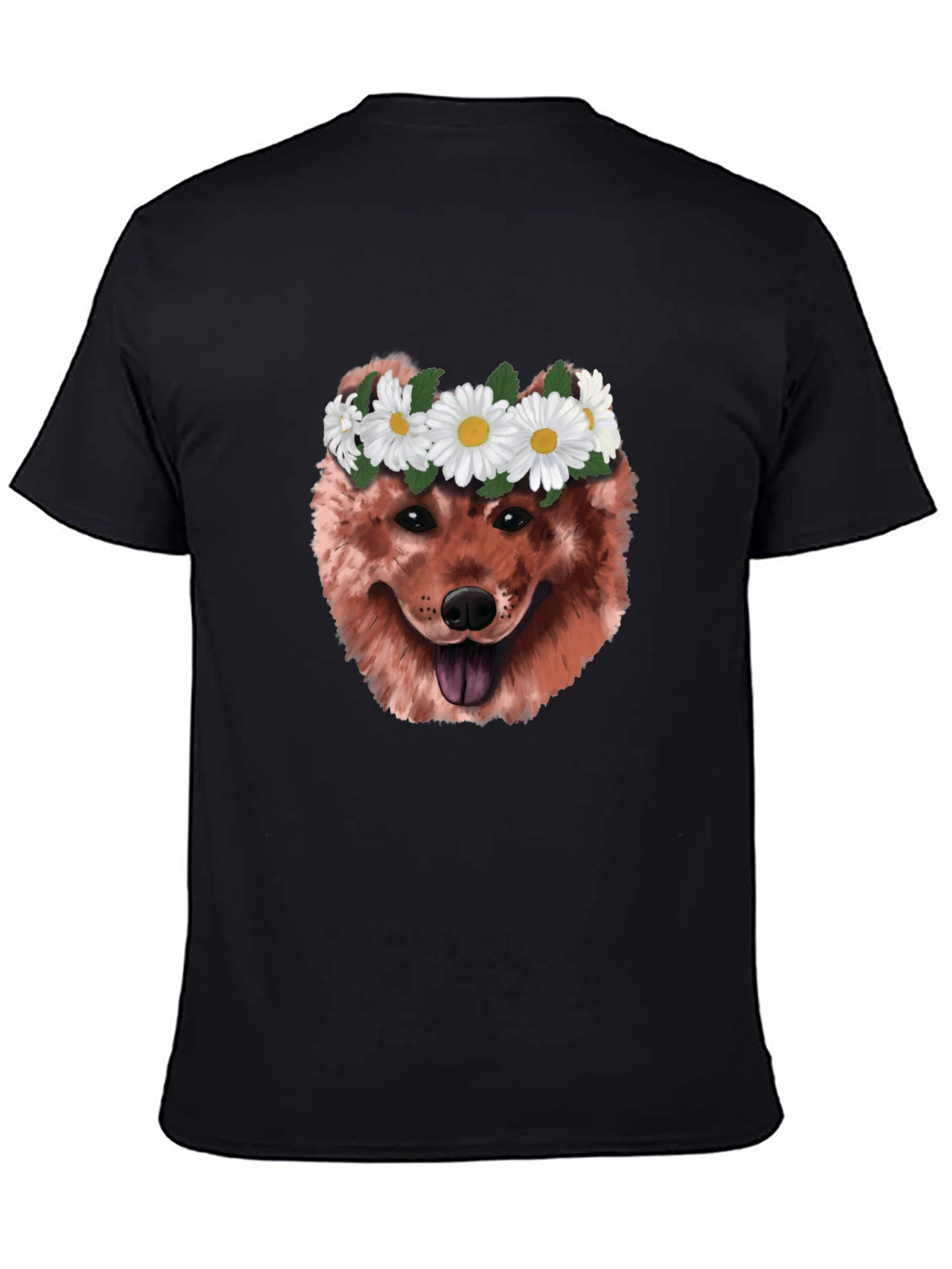 Dog with Daisy Crown Graphic T-Shirt