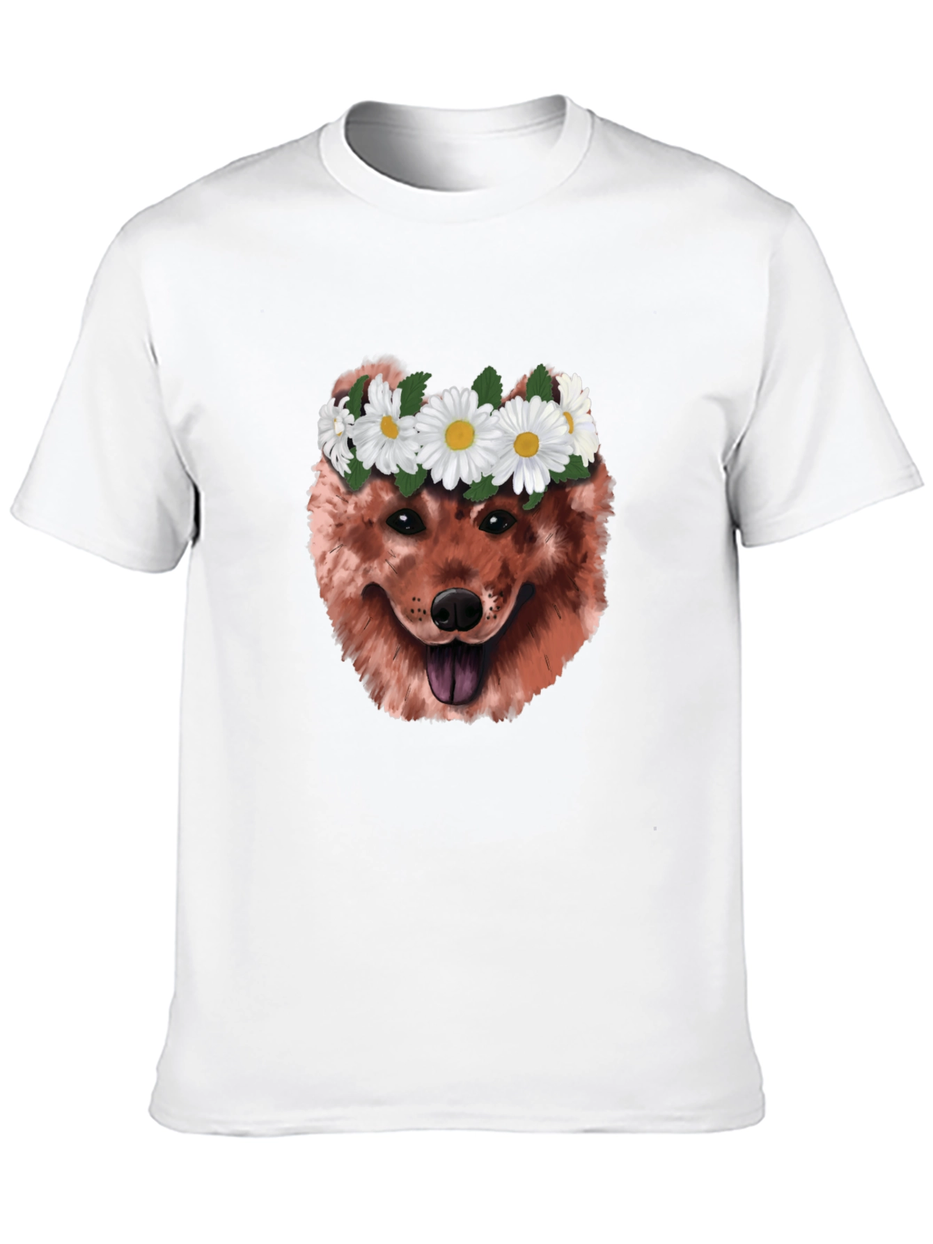 Dog with Daisy Crown Graphic T-Shirt